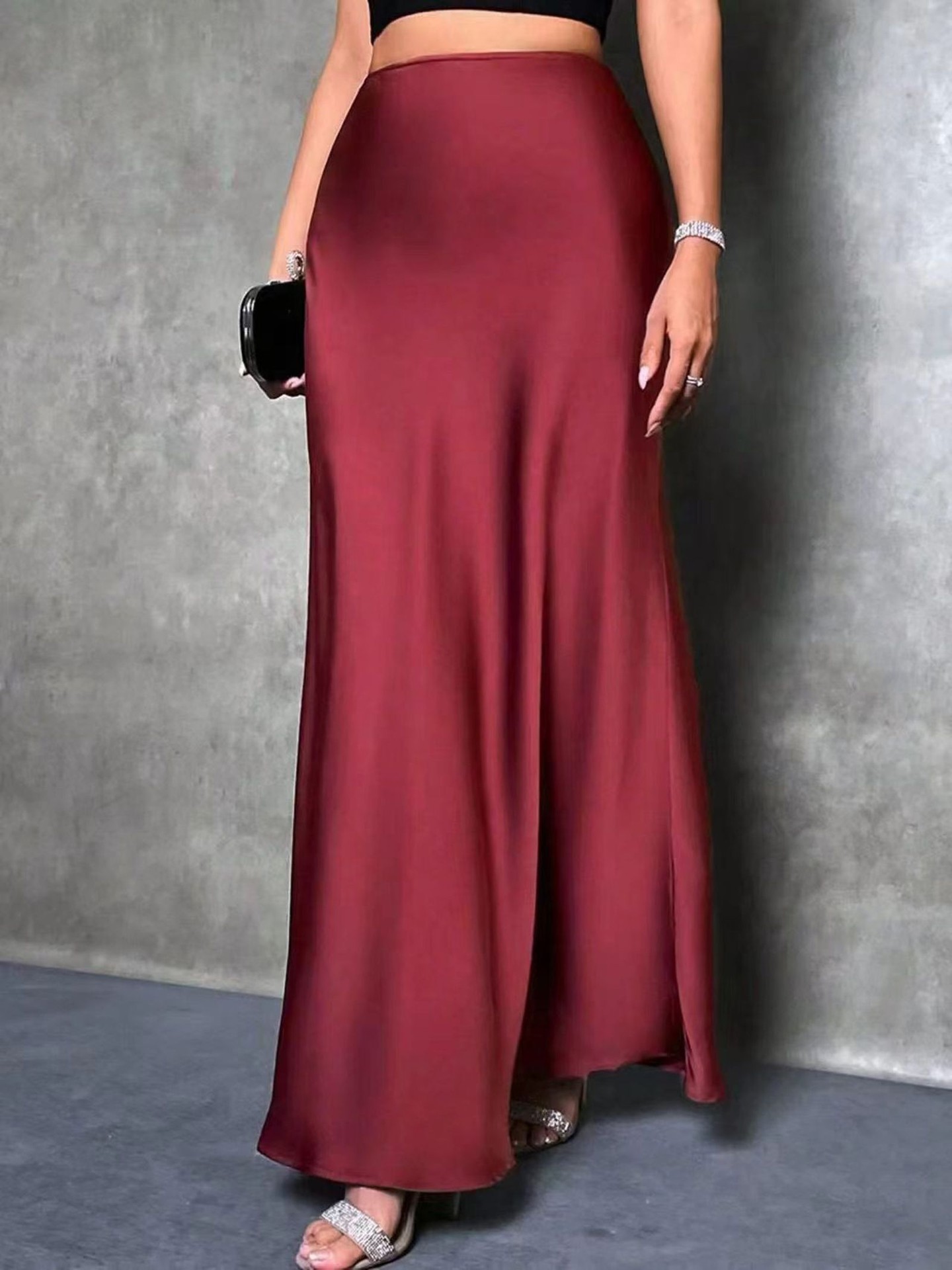 Satin A-Line Skirt