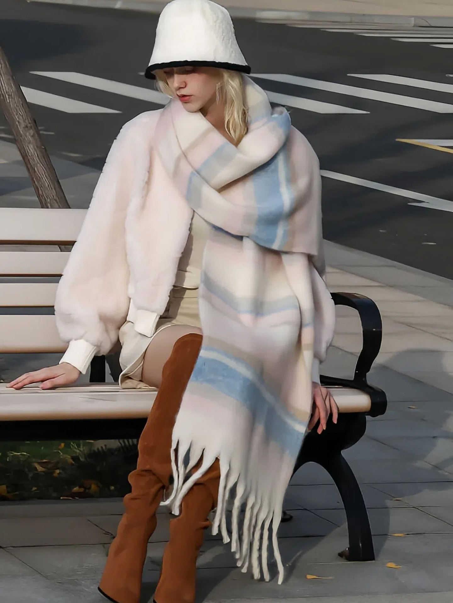 Americano Wool Blend Fringe Scarf