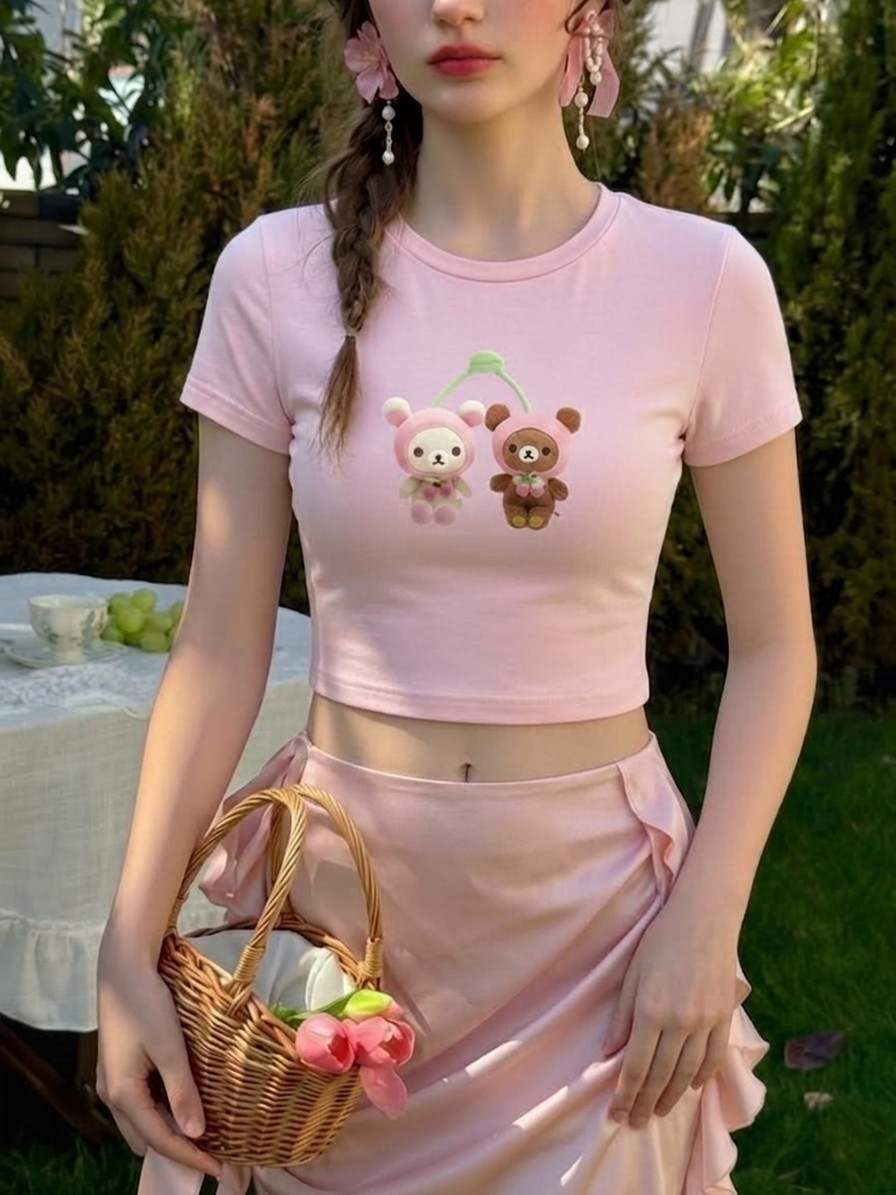 Cute Bear Print Pullover T-Shirt