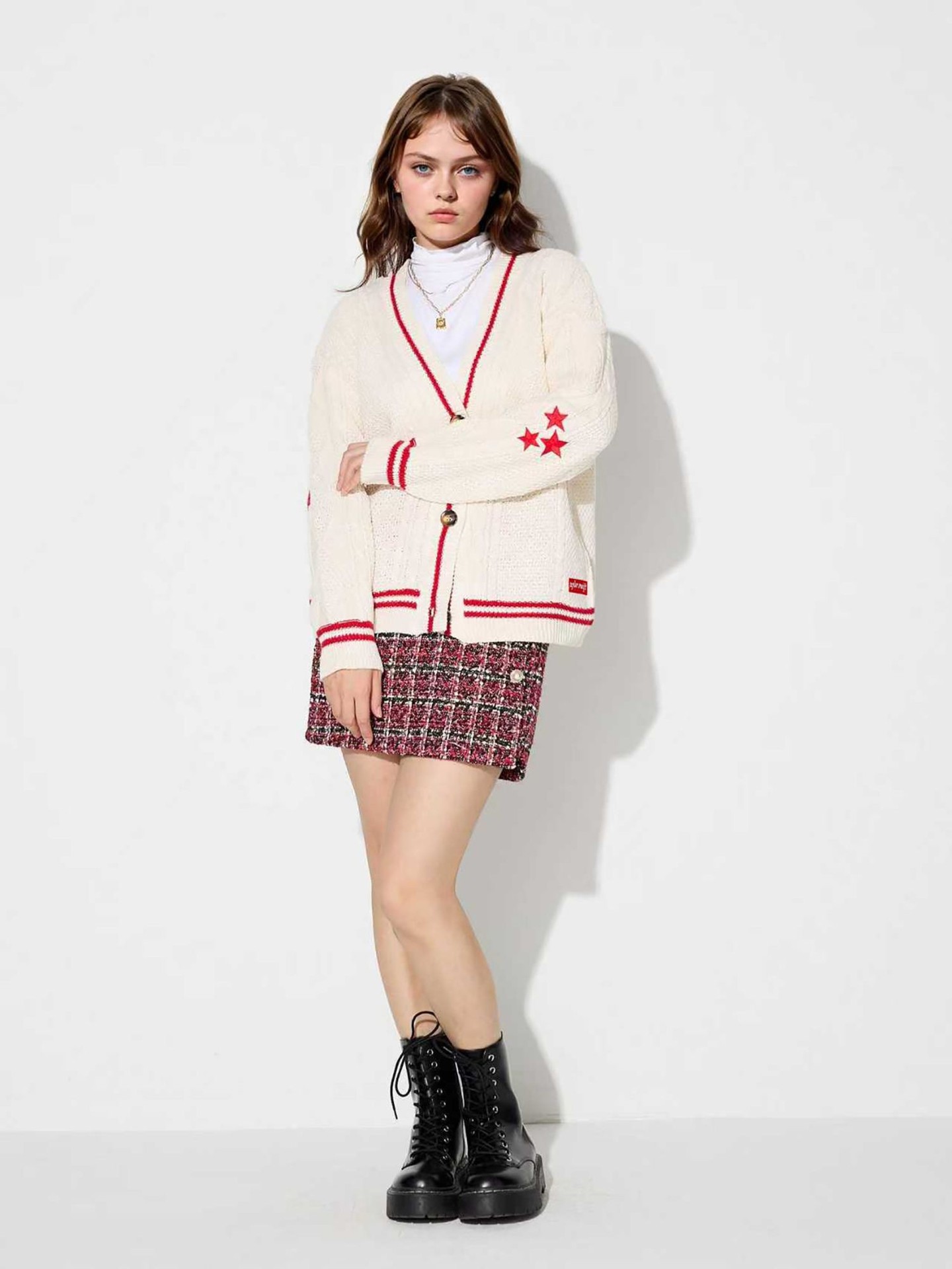 Contrast Stitch Knit Cardigan