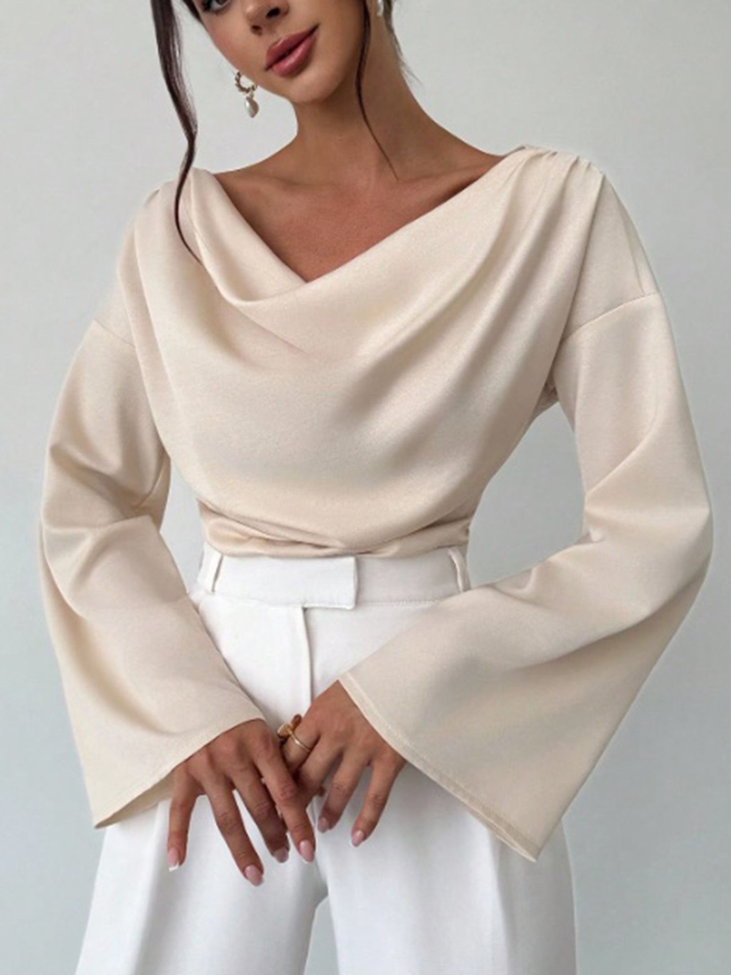 Draped Bell Sleeve Top