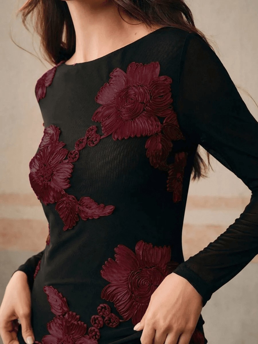 3D Embroidered Long Sleeve Top 