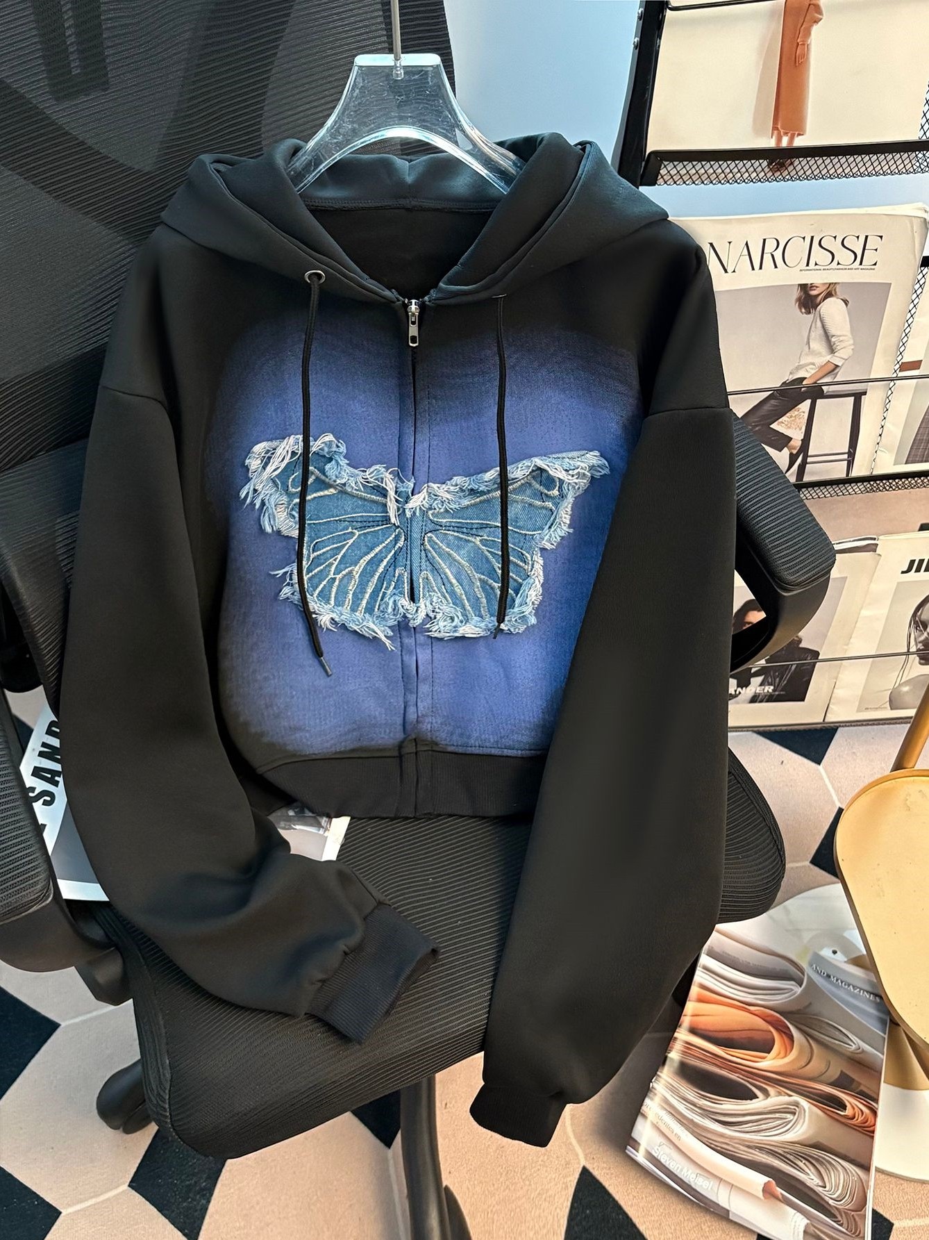 Appliquéd Zip Up Hoodie
