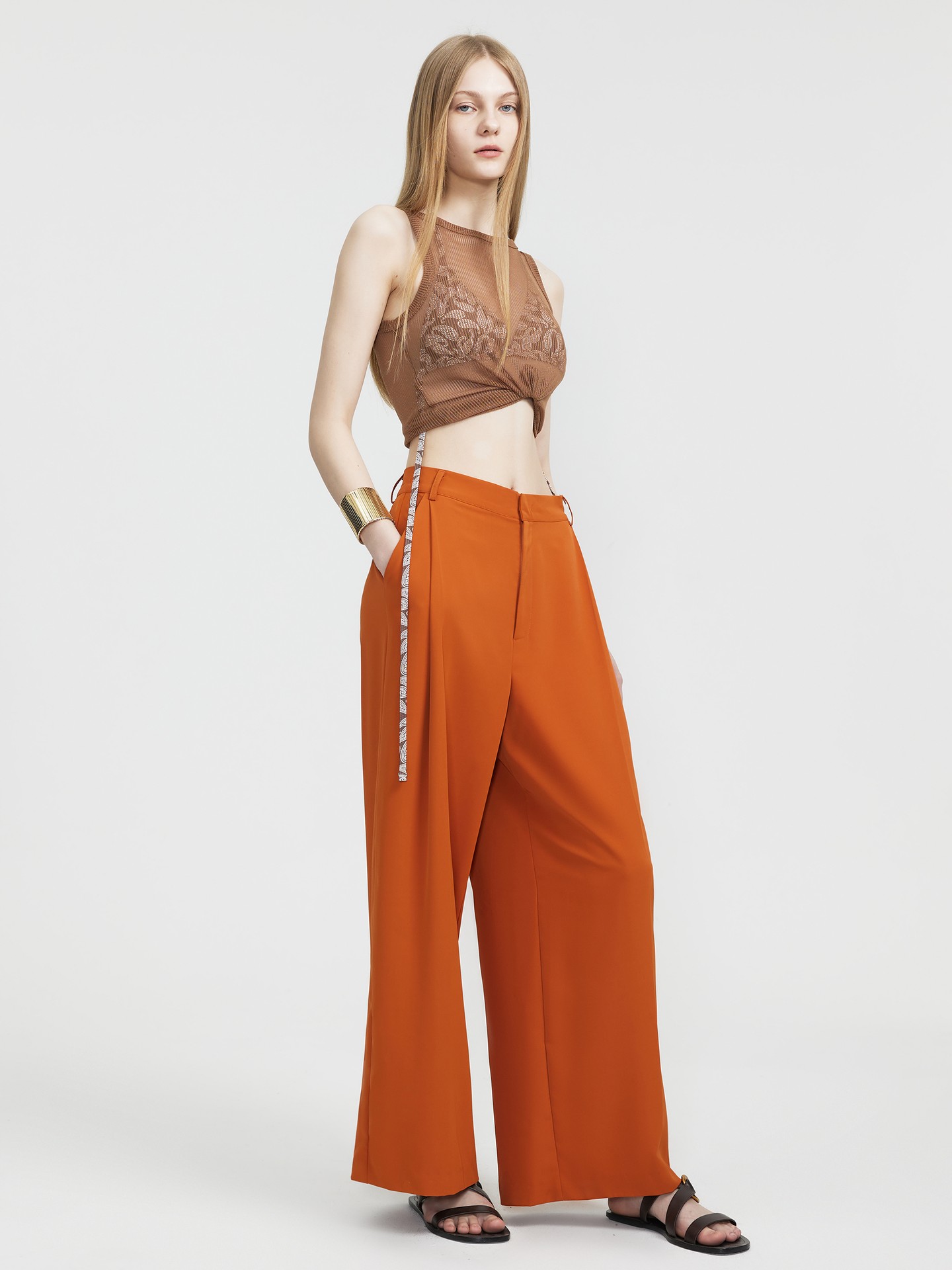 High-Waist Straight Trousers
