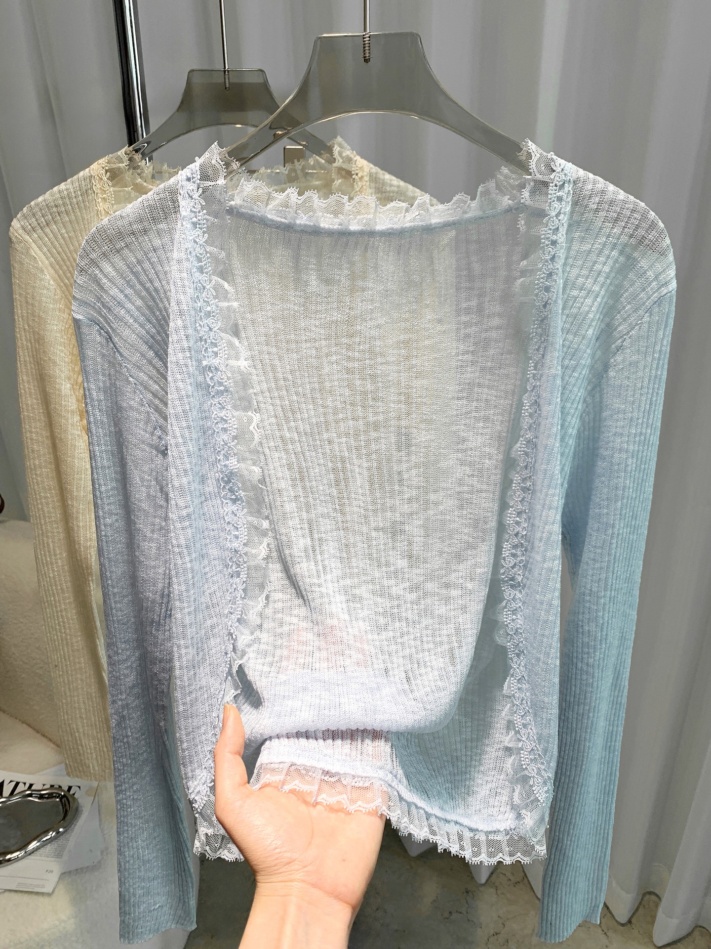 Lace-trimmed Knit Cardigan