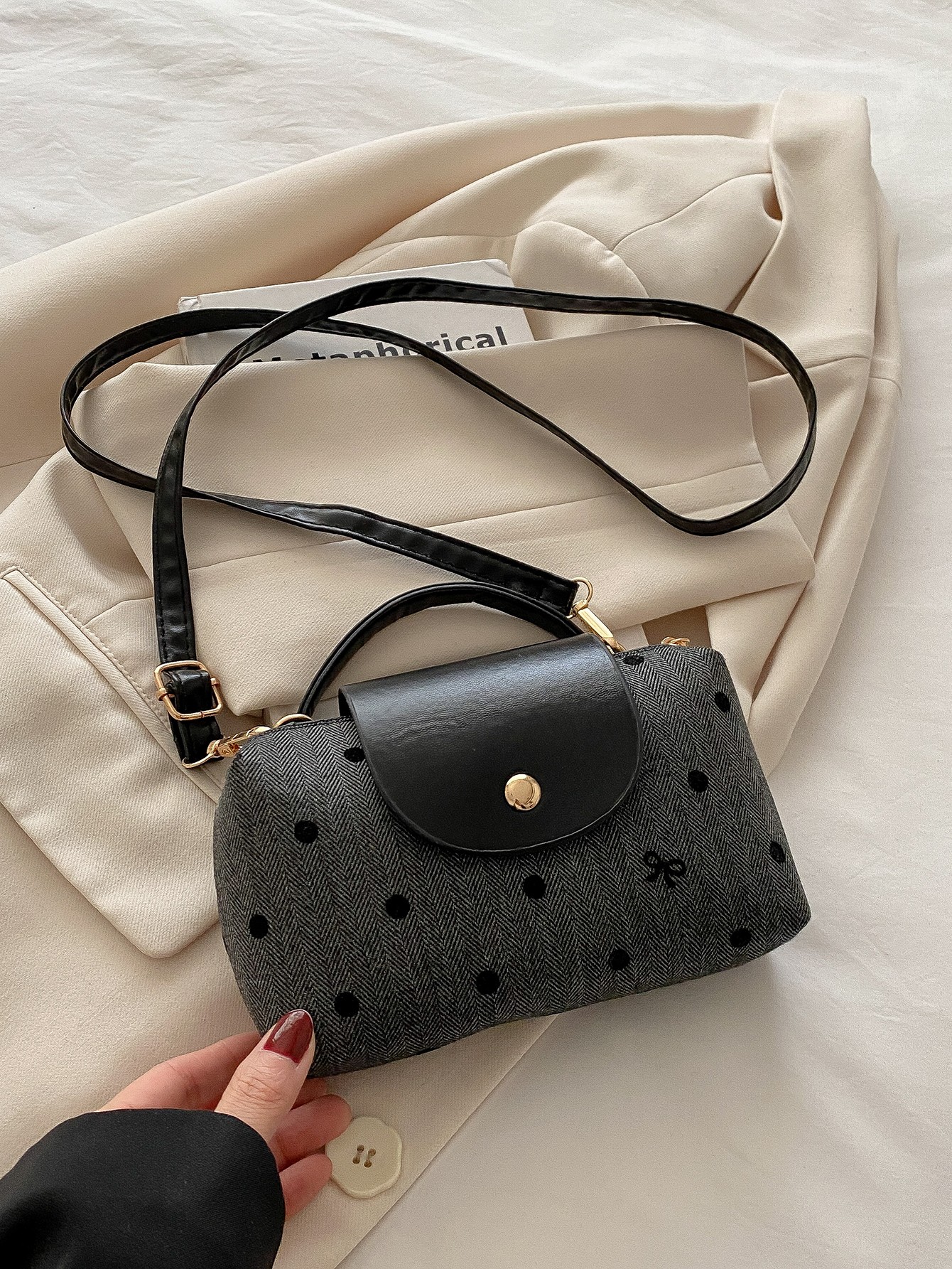 Polka Dot Print Crossbody Bag