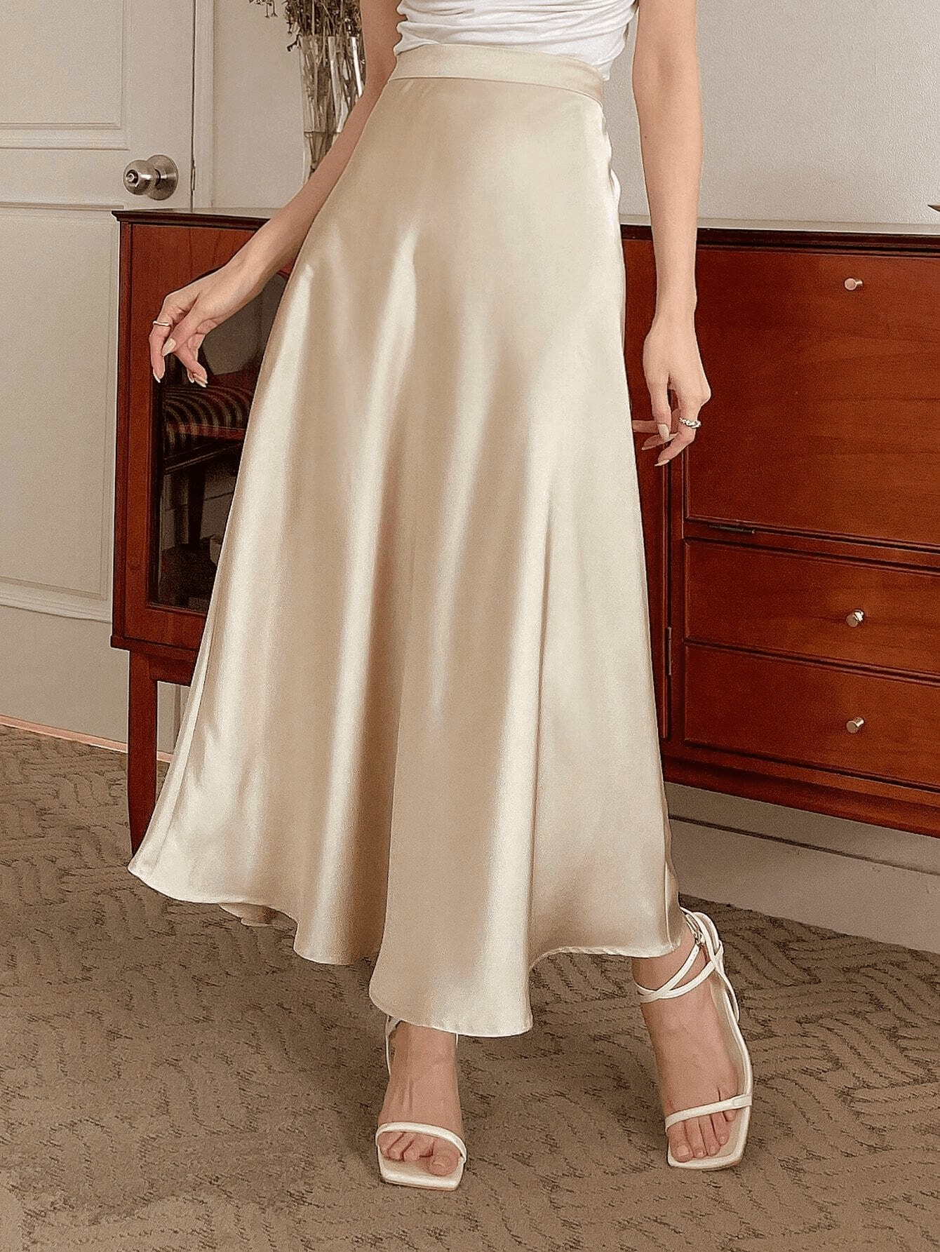 Satin A-Line Skirt