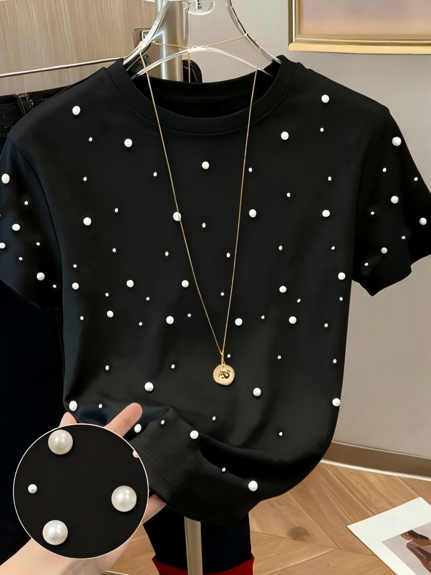 Pearled Pullover T-Shirt