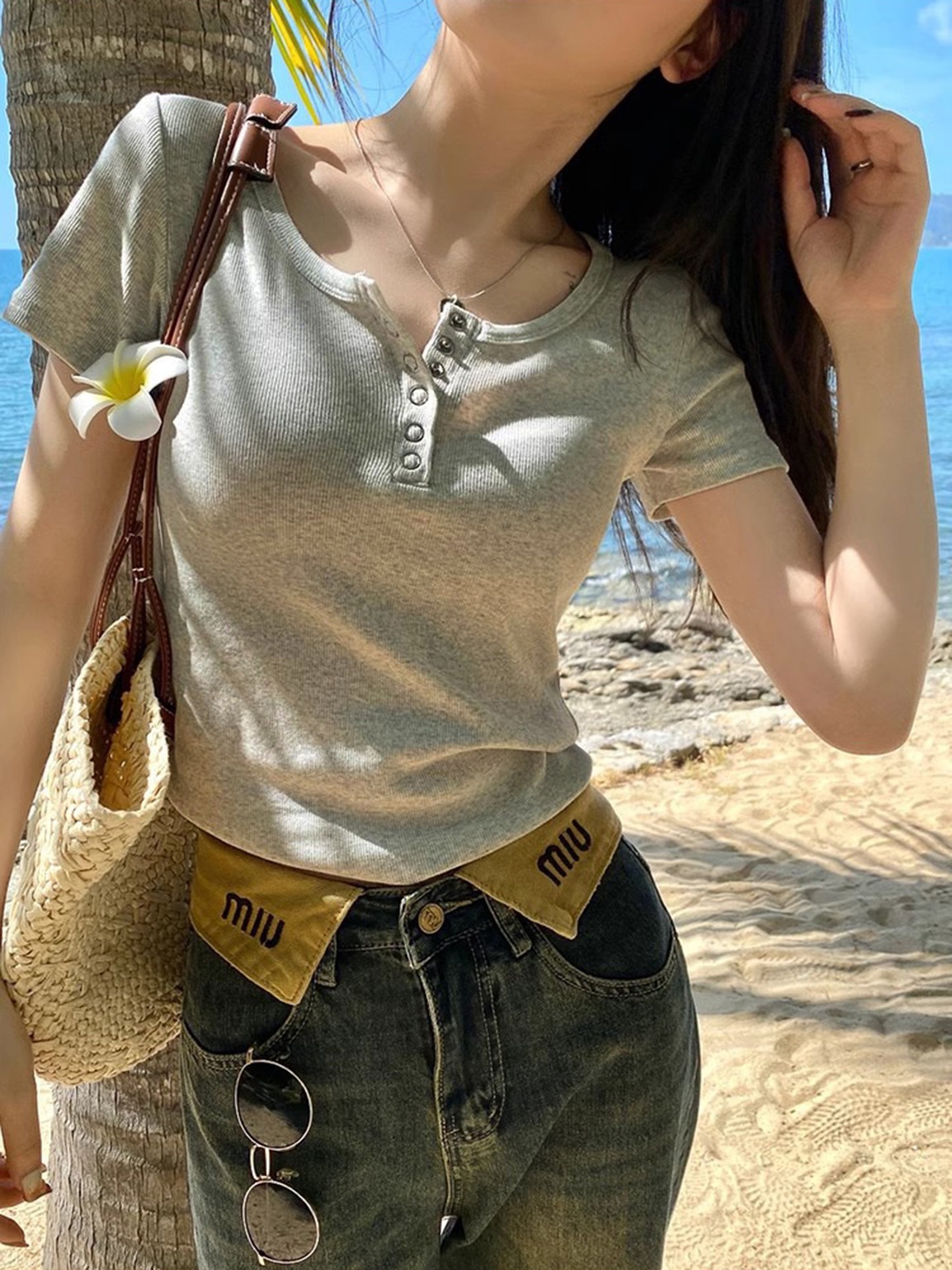 Button Pullover T-Shirt