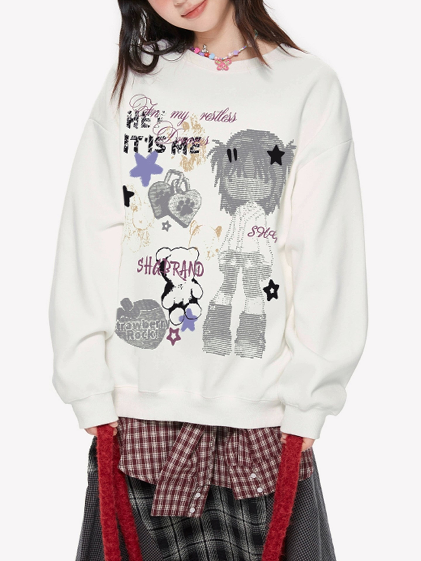 Cartoon Printed Pullover Sweatshirt