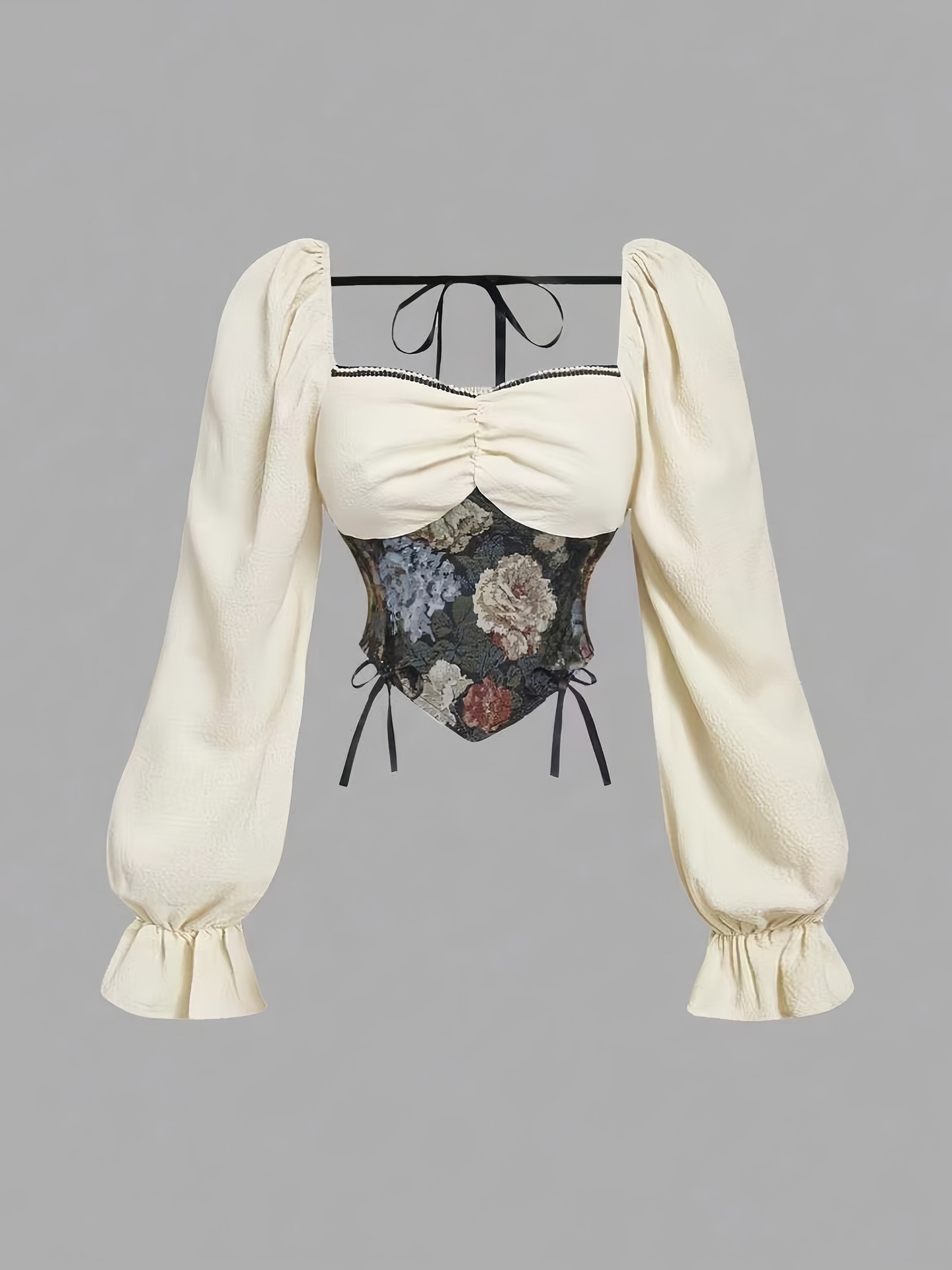 Retro Corset Puff Sleeve Top