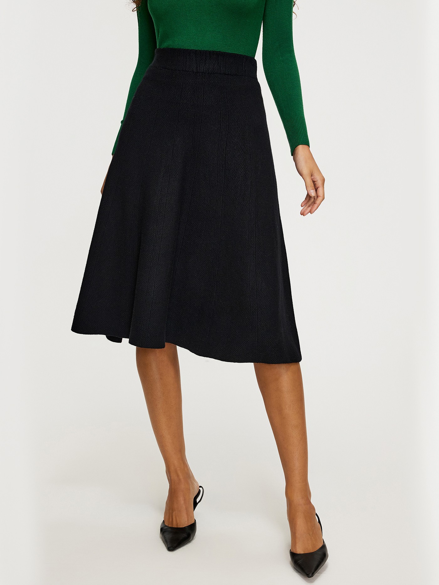 Midi A-line Flared Skirt