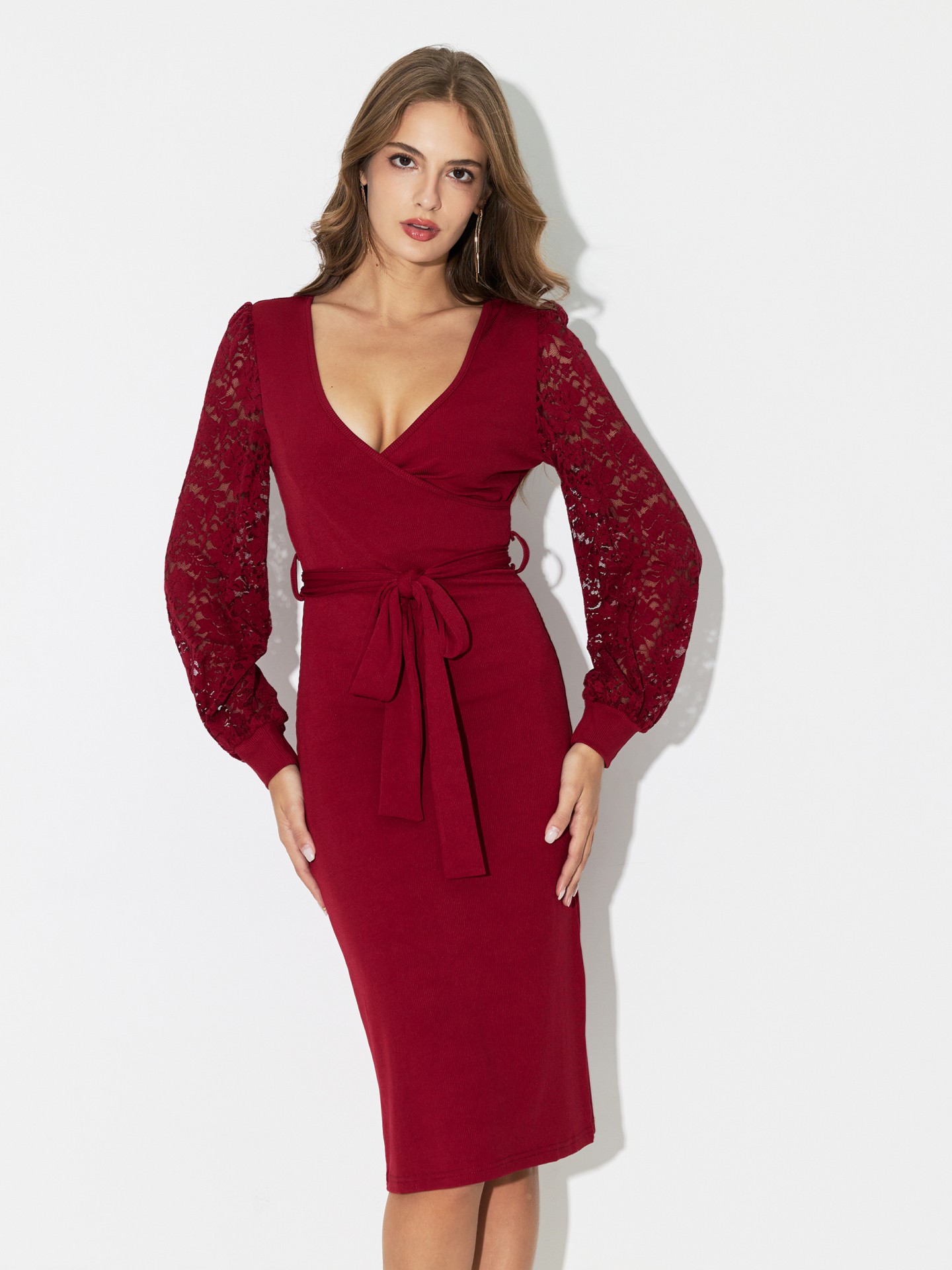 Ribbed Wrap Dress 