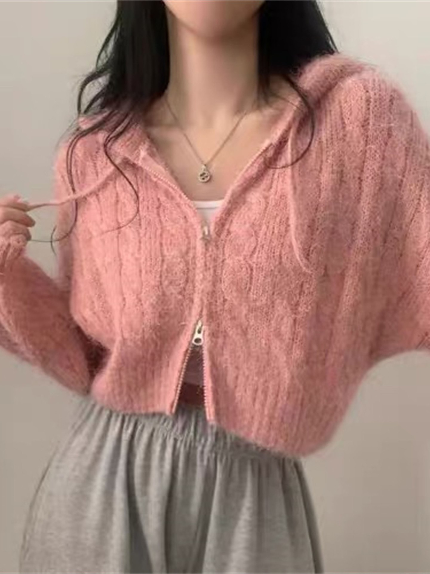 Decorative Zipper Head Knit Cardigan