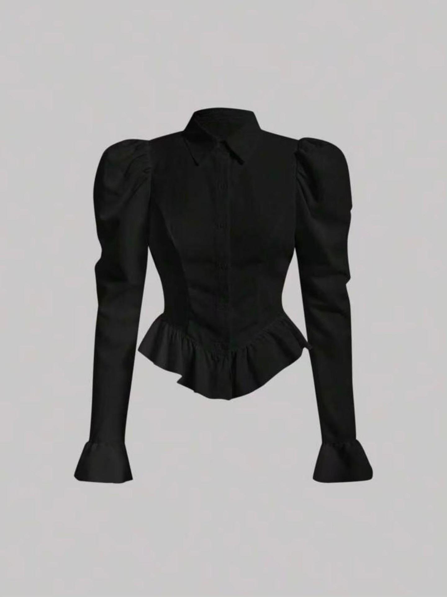 Chic Puffed Sleeve Peplum Blouse
