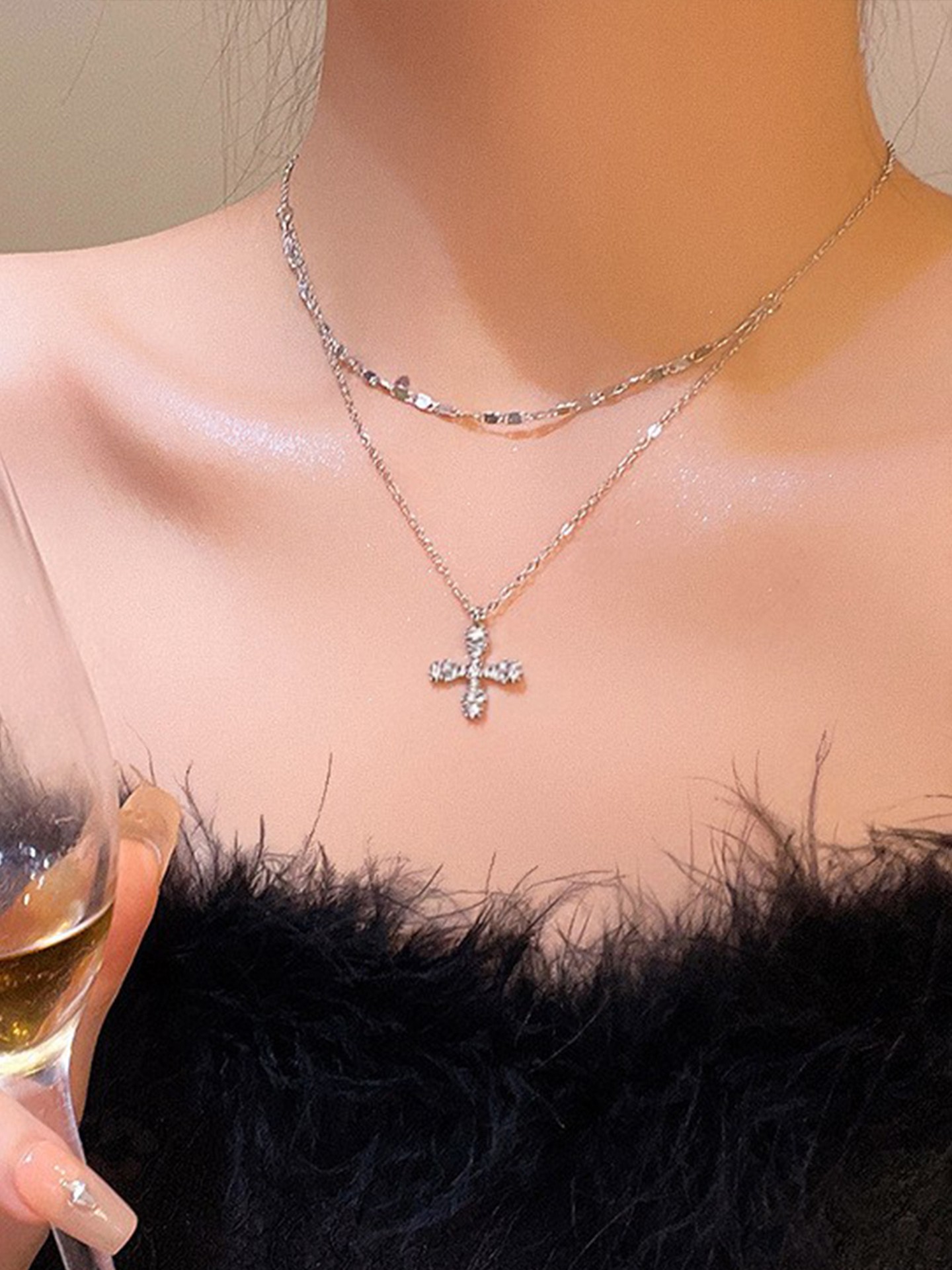 Cross Artificial Jewellery - Multi-Layer Necklace