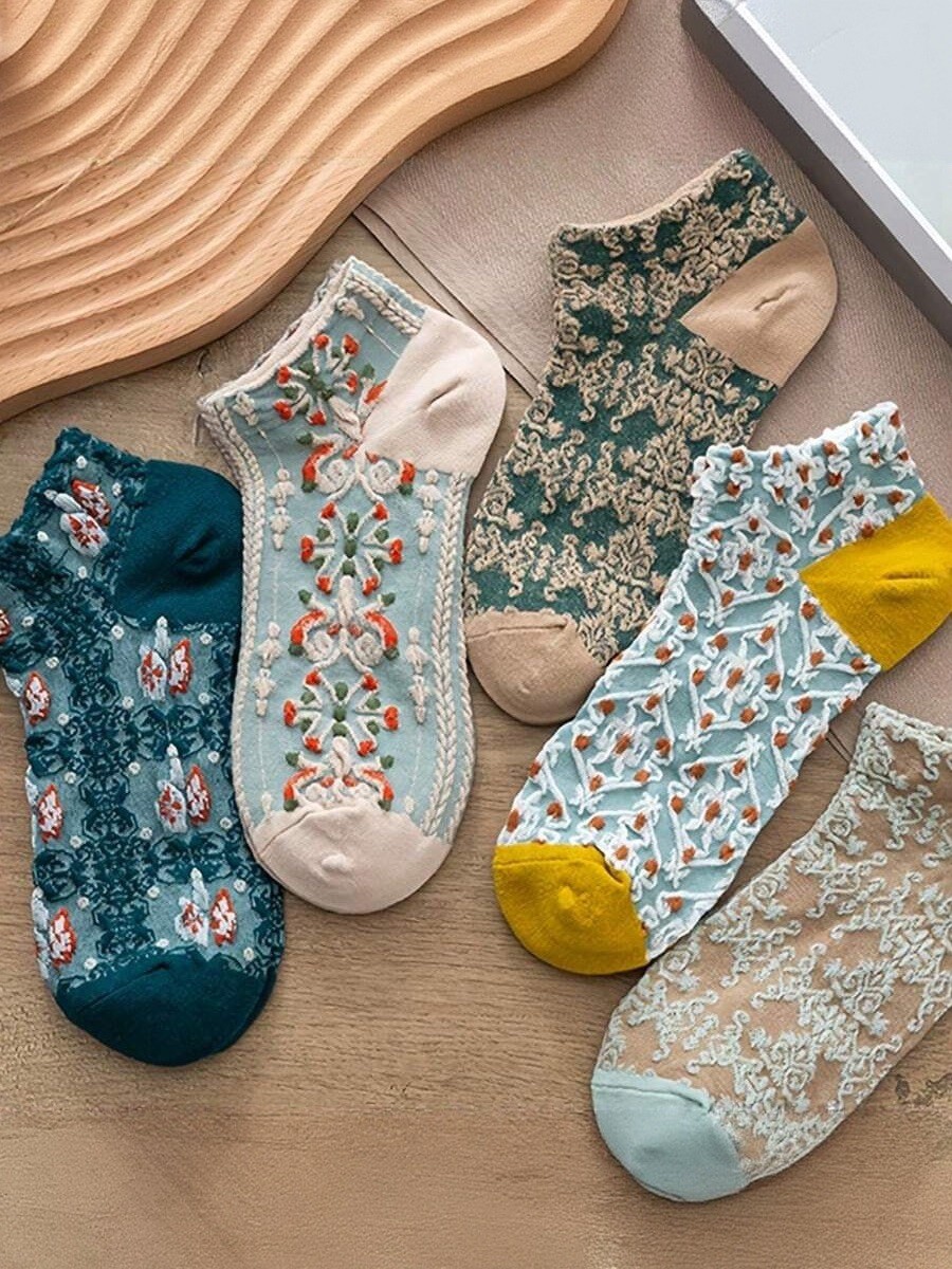 5Pairs Of Flowers Sock