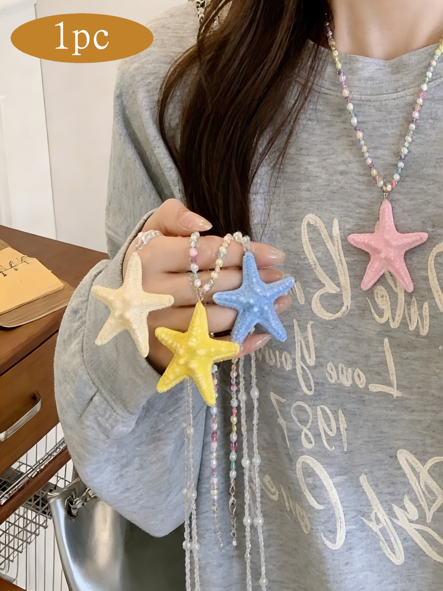 1pc Starfish Artificial jewellery - Pendant Necklace