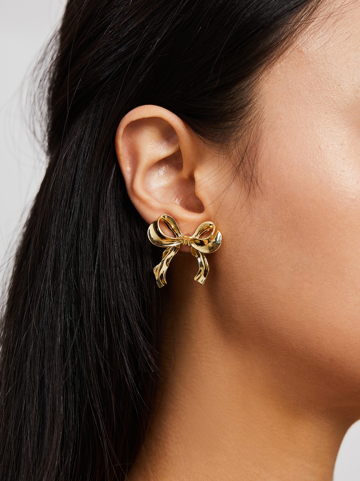 Sweet Bow Gold Stud Earrings