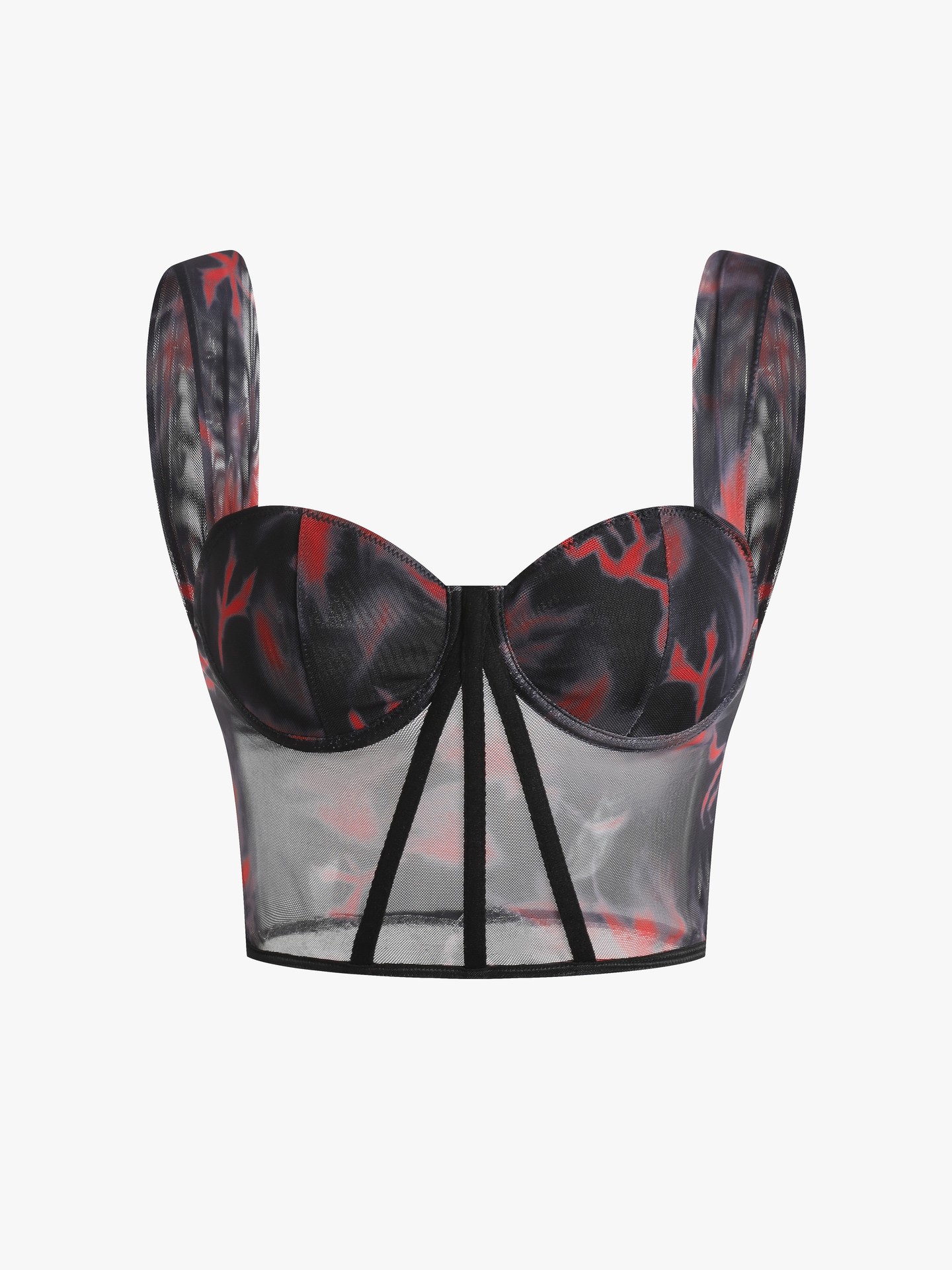 After-Hours Printed Mesh Bustier Tank Top