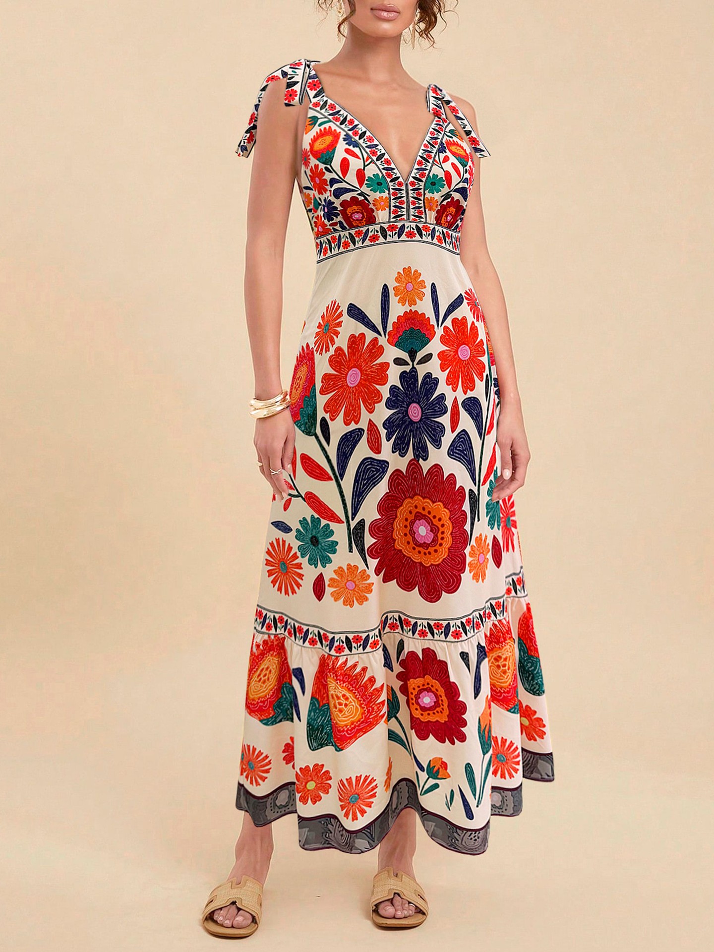 Vacation A-Line Sleeveless Abstract Floral dress