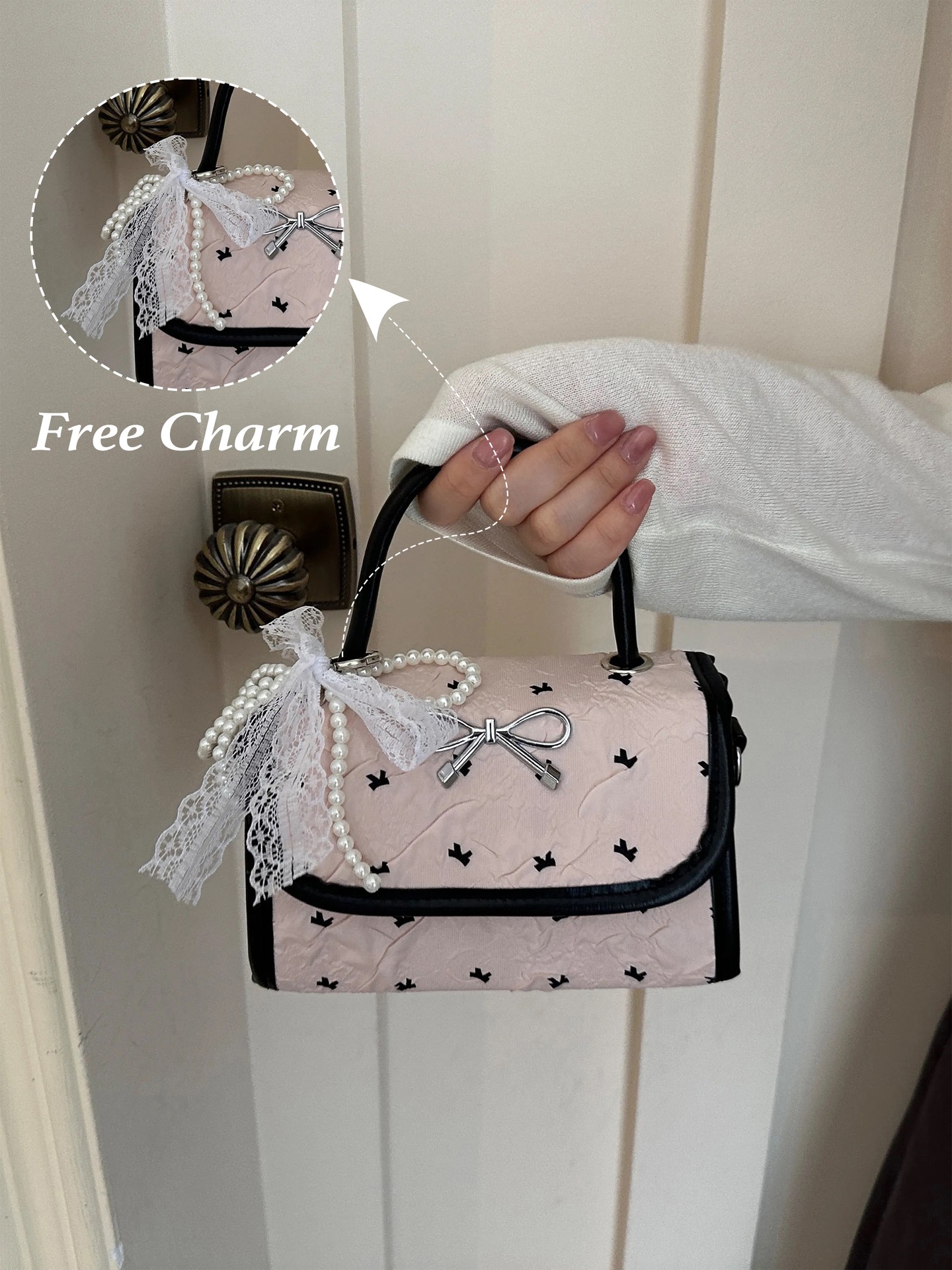 Round Top Handle Bags with Free Charm