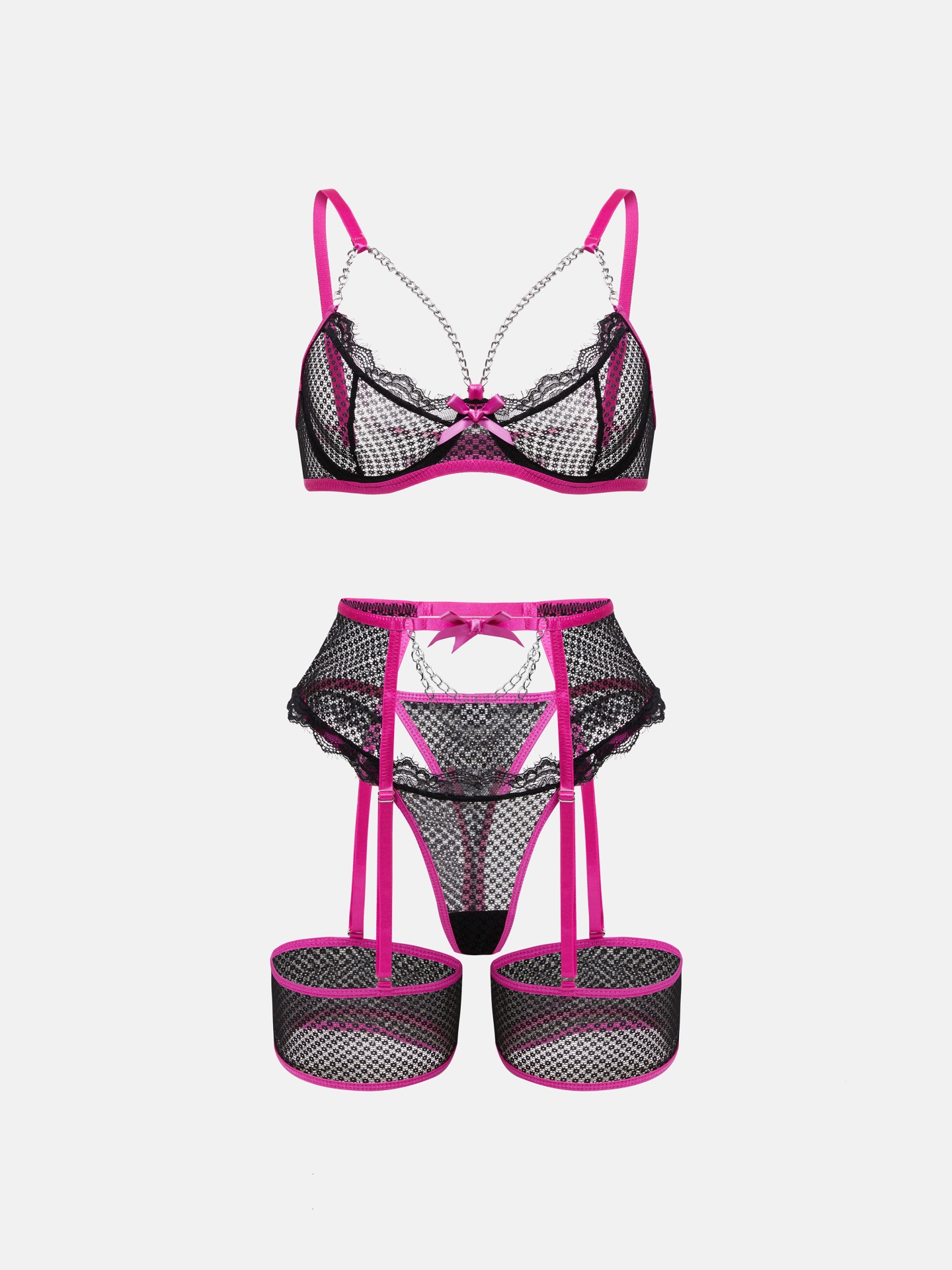 Lace Chain Detail Lingerie Set