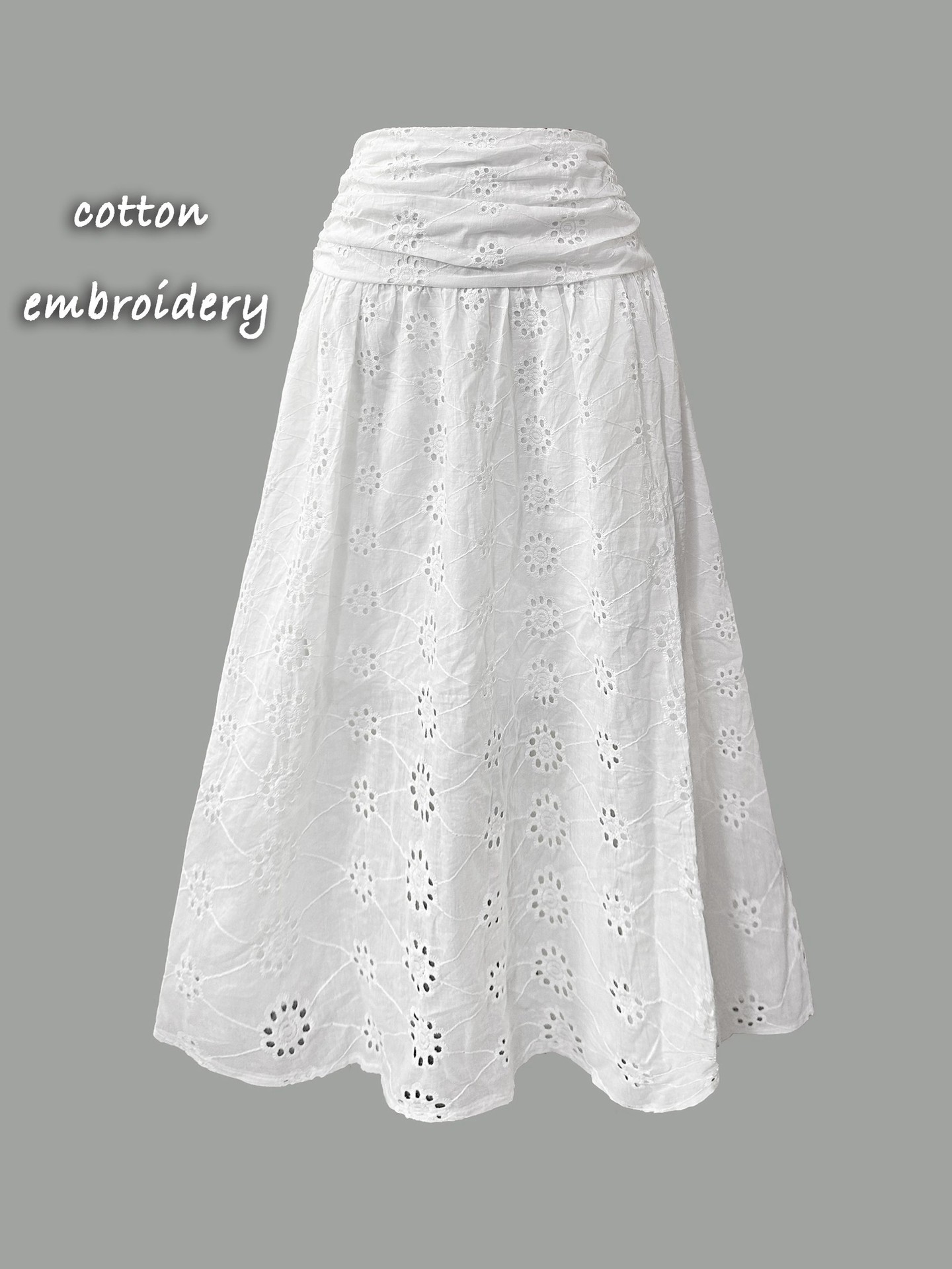 Cotton embroidery A-Line Skirt