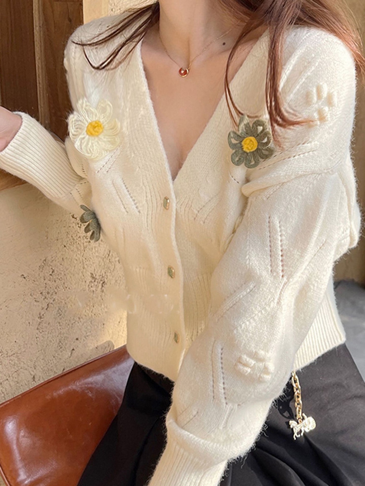 3D Floral Knit Cardigan