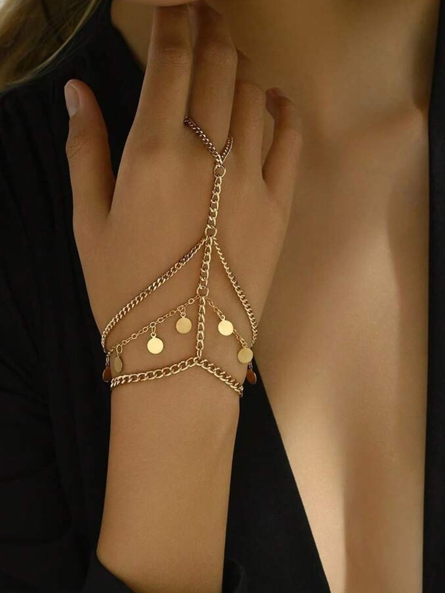 Sequin Finger Ring Bracelet