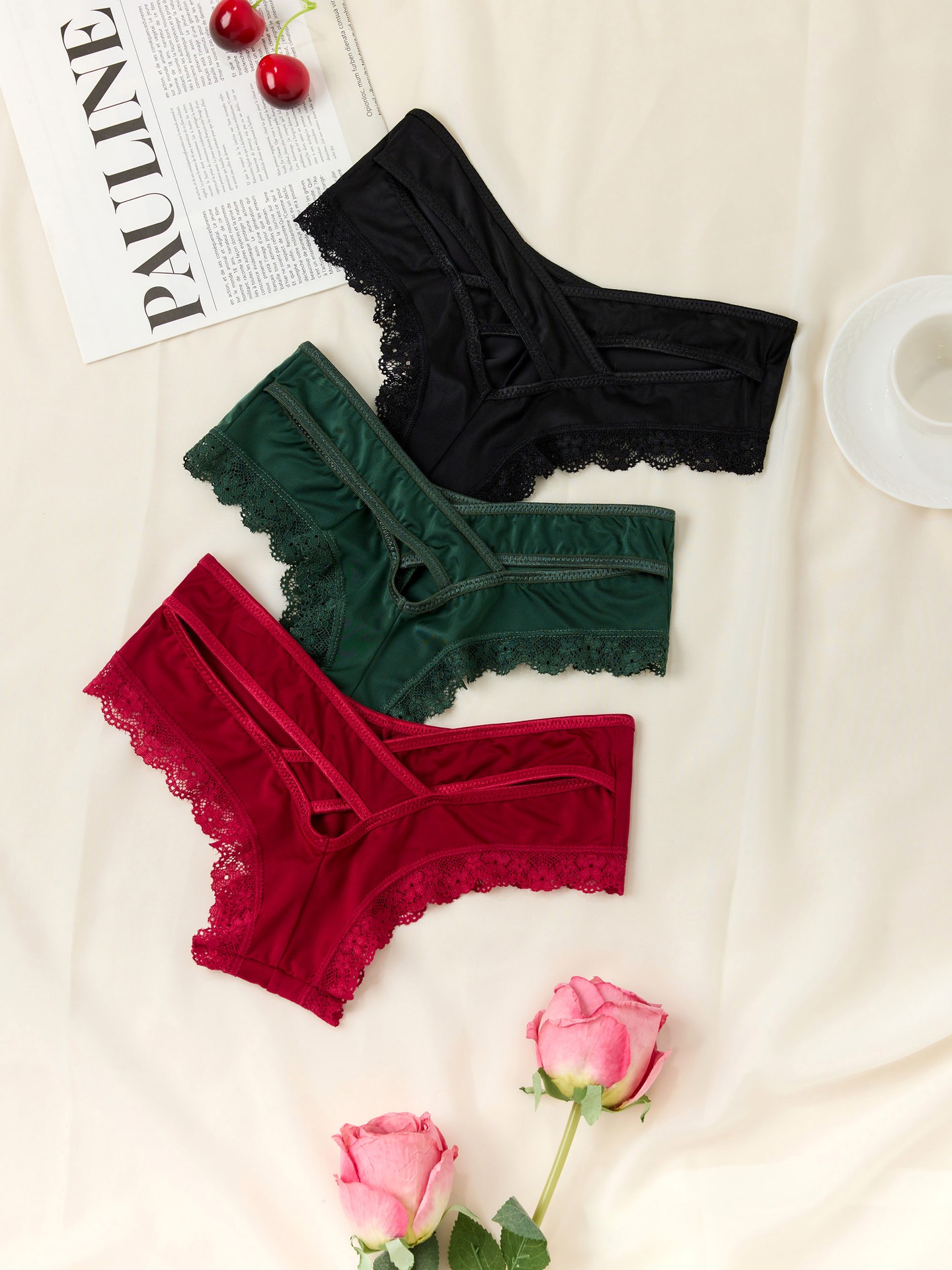 3Pcs Cutout Briefs