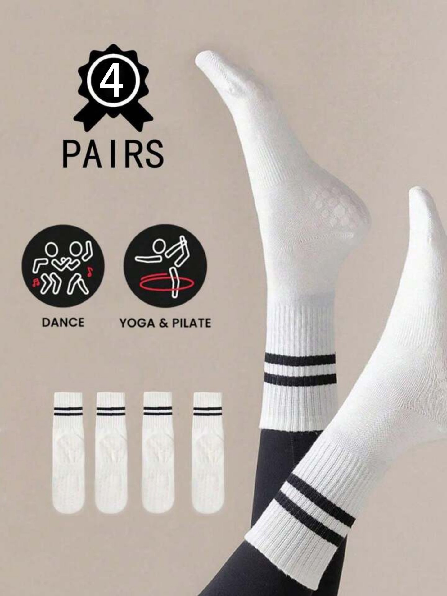 4Pairs of Contrast Socks
