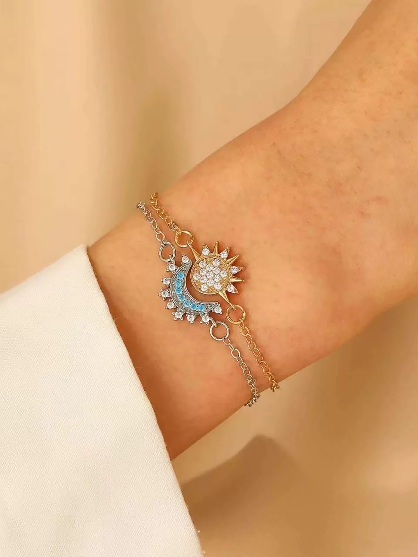 Sibling/Matching Moon/Sun Bracelet Set