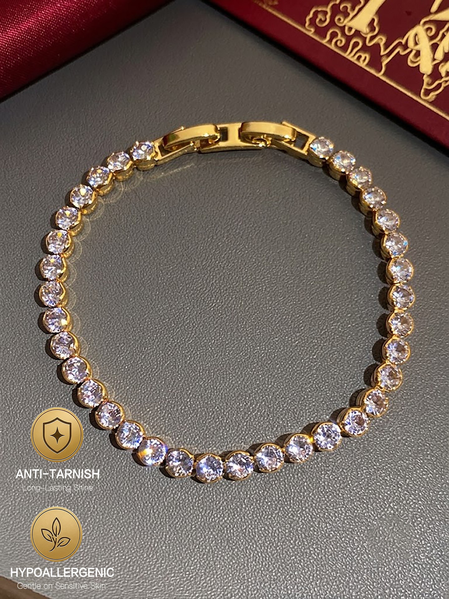 Hypoallergenic and Anti-Tarnish Rhinestone Fashion Bracelet