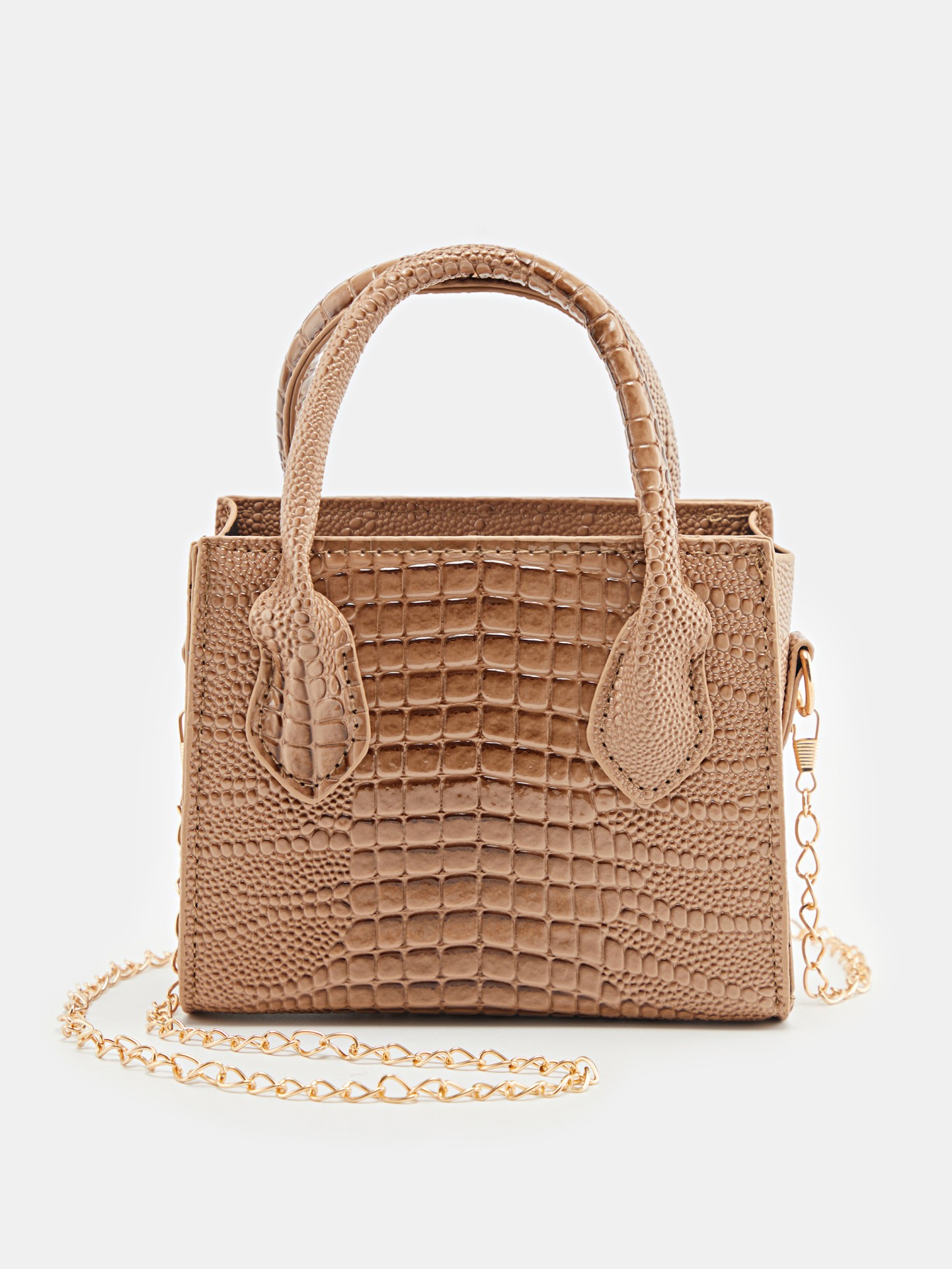 Croc Design Structured Shoulder Bag