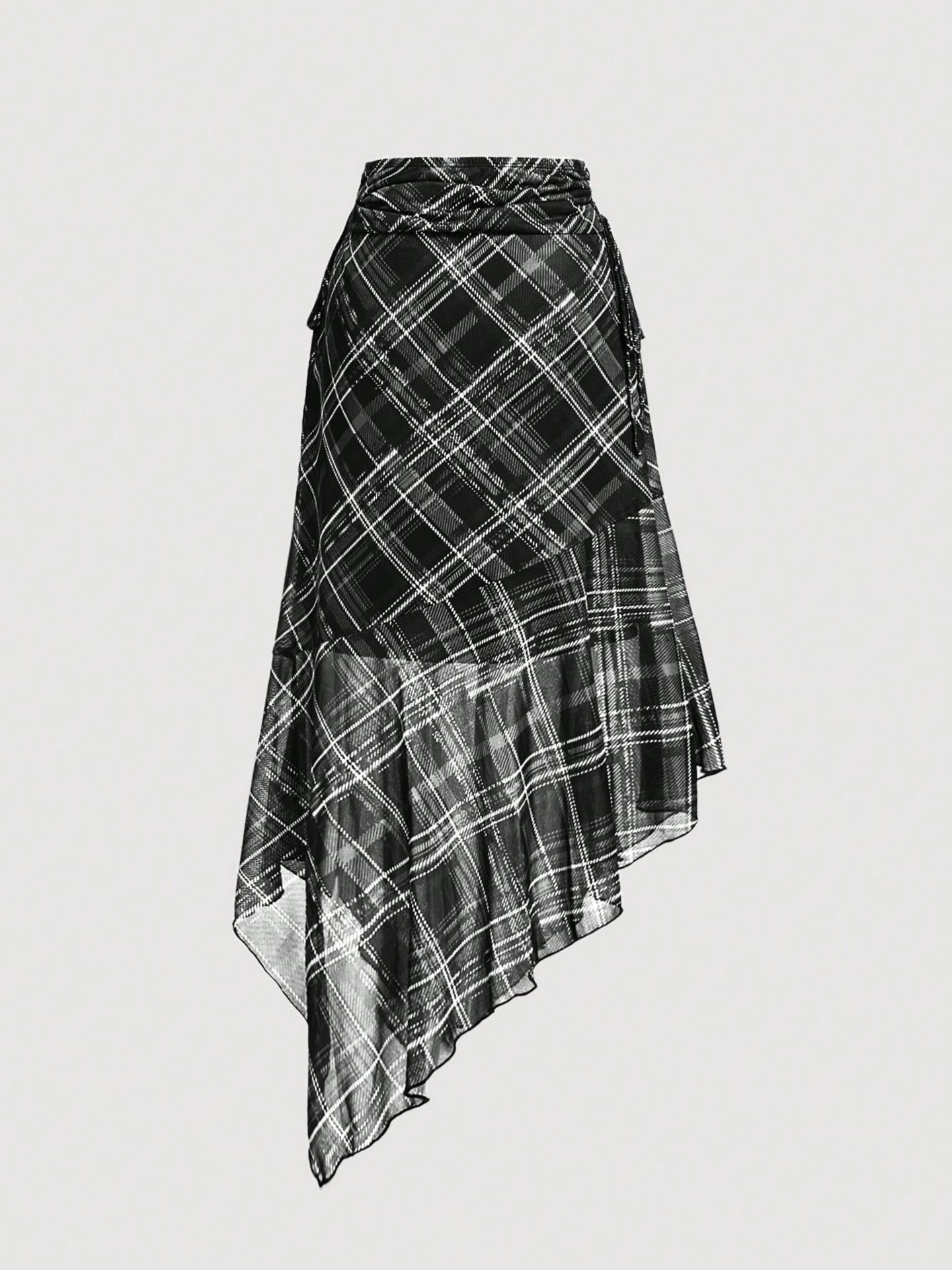 Plaid Asymmetrical Skirt