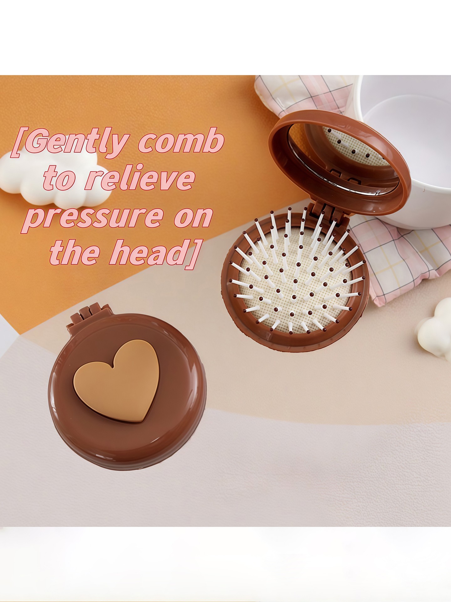 Folding Heart Comb Mirror