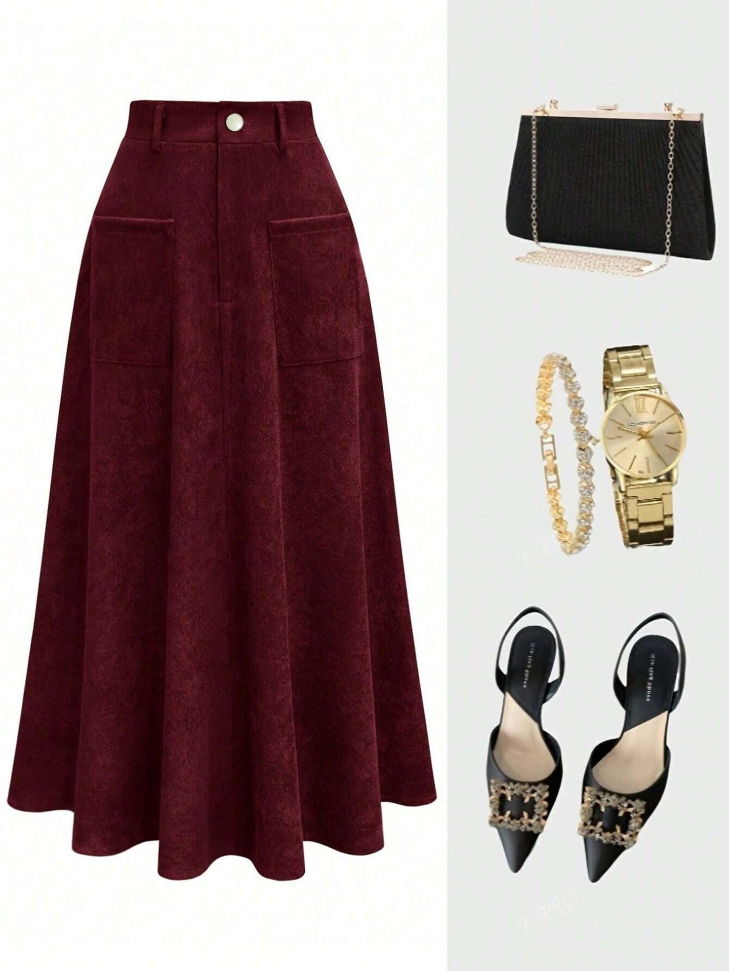 Corduroy Pocket A-Line Skirt