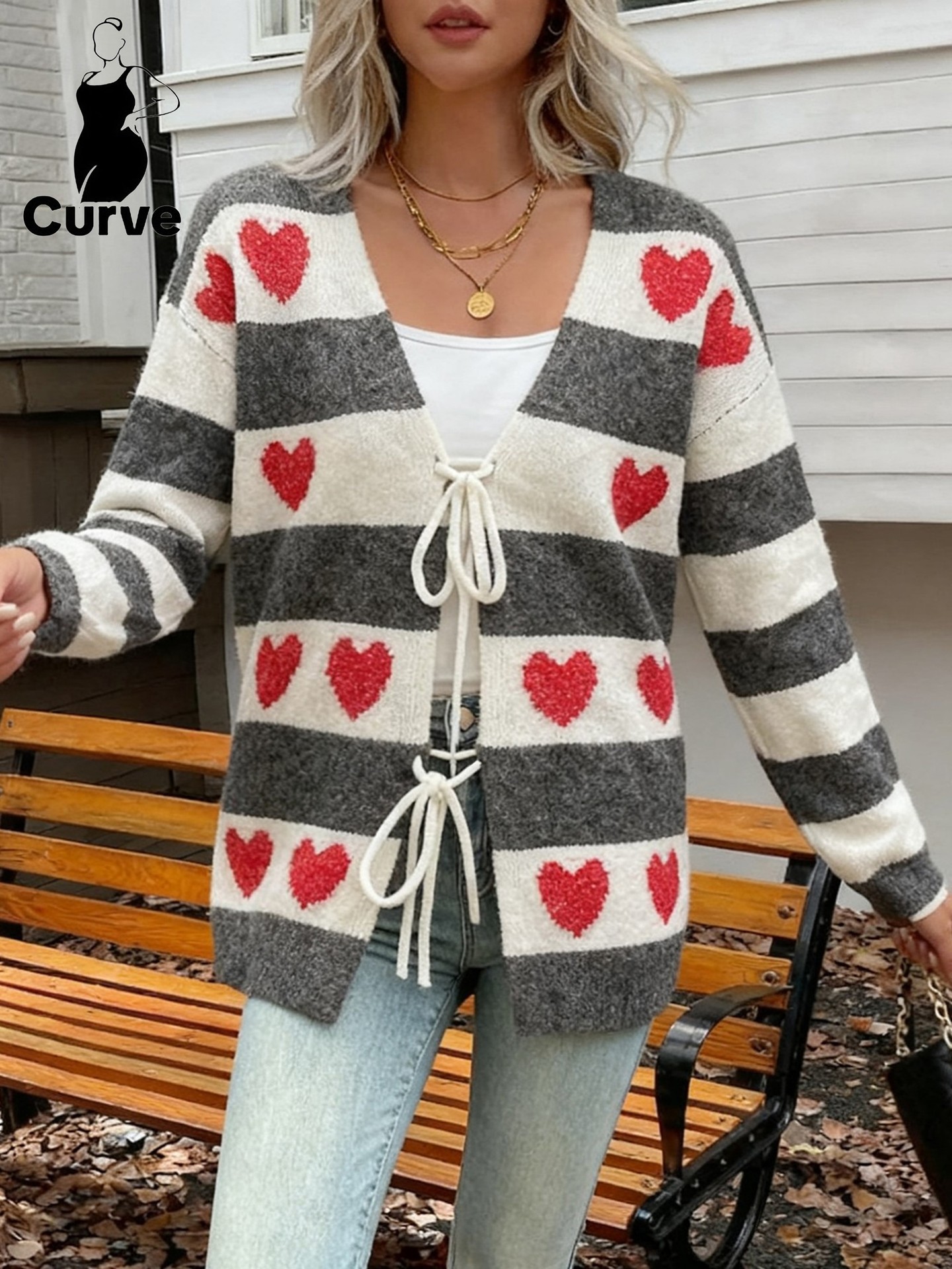 Plus Size Tie Up Knit Cardigan