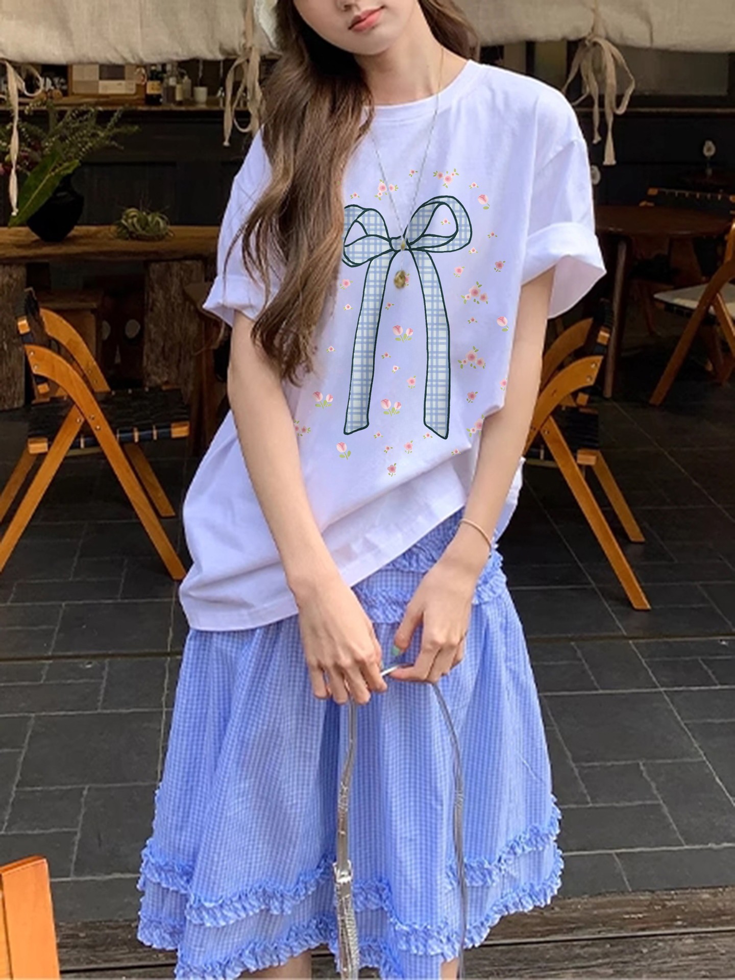 100% Cotton Bow Pullover T-Shirt