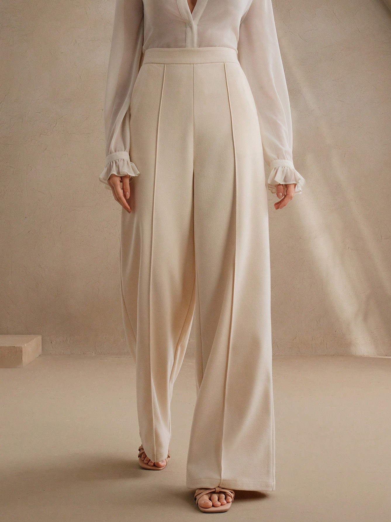 Pintuck Seam Straight Leg Pants