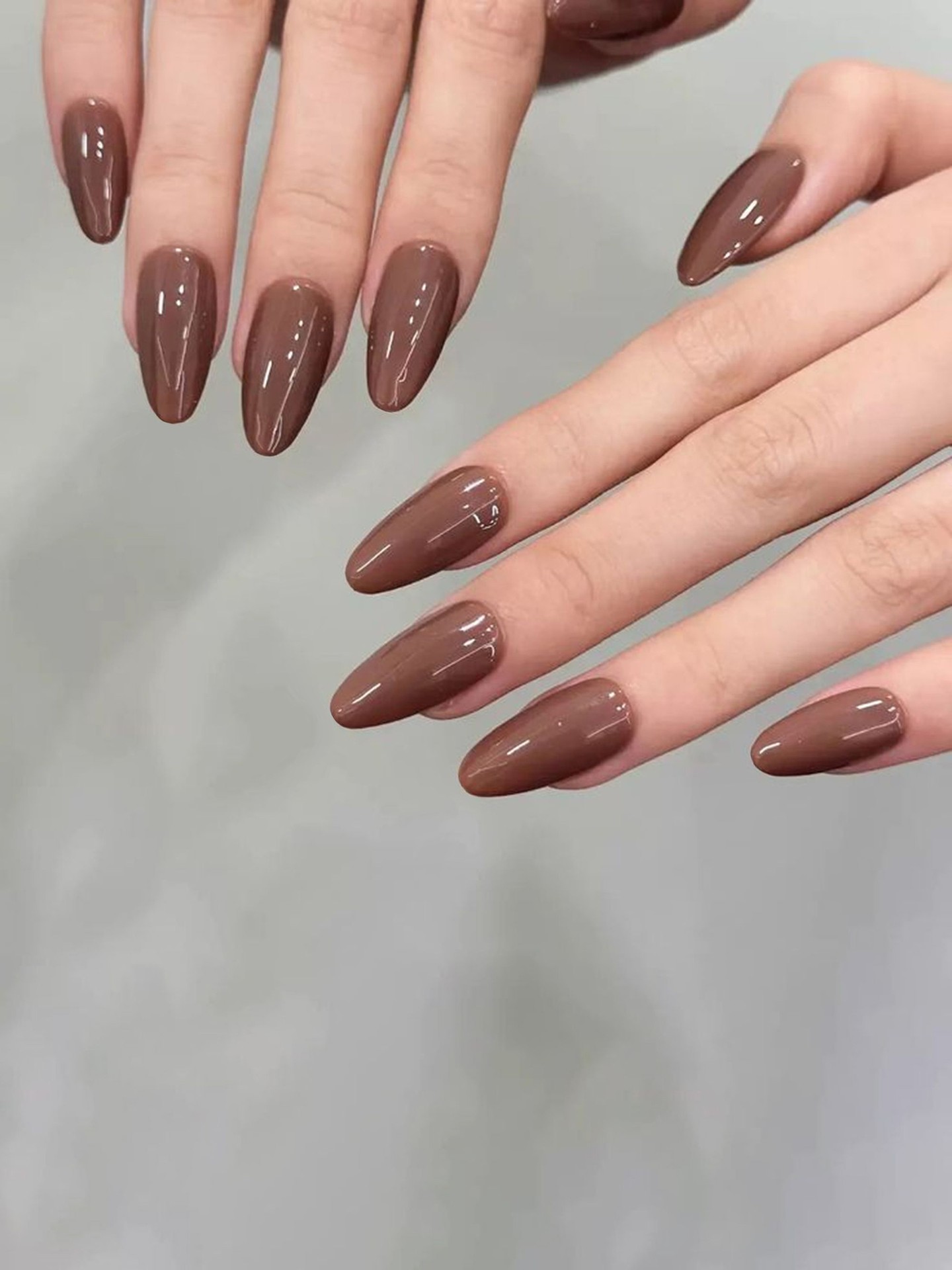 Glazed Brown Almond Artificial Nails