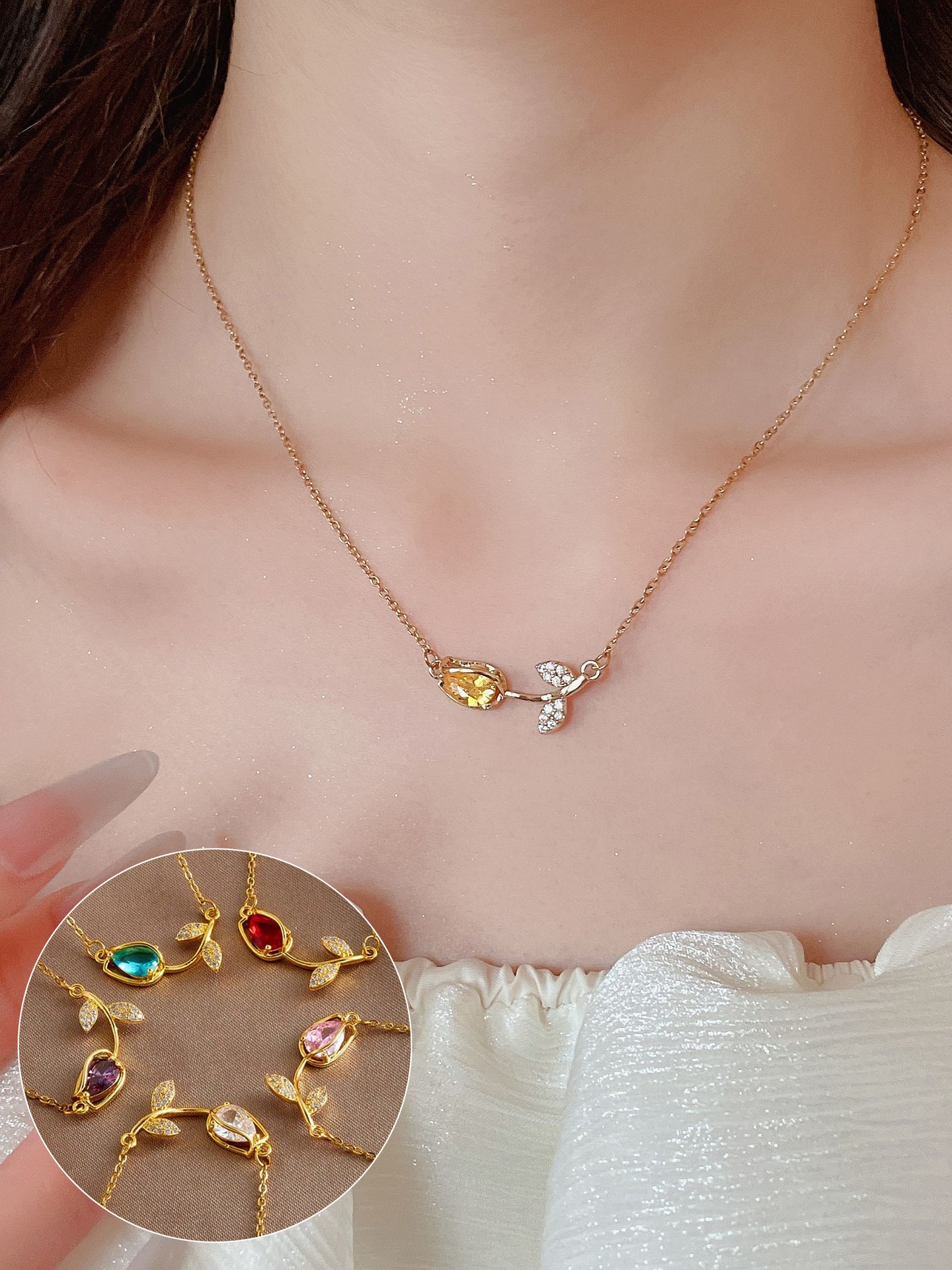 1pc Flowers Artificial jewellery - Pendant Necklace