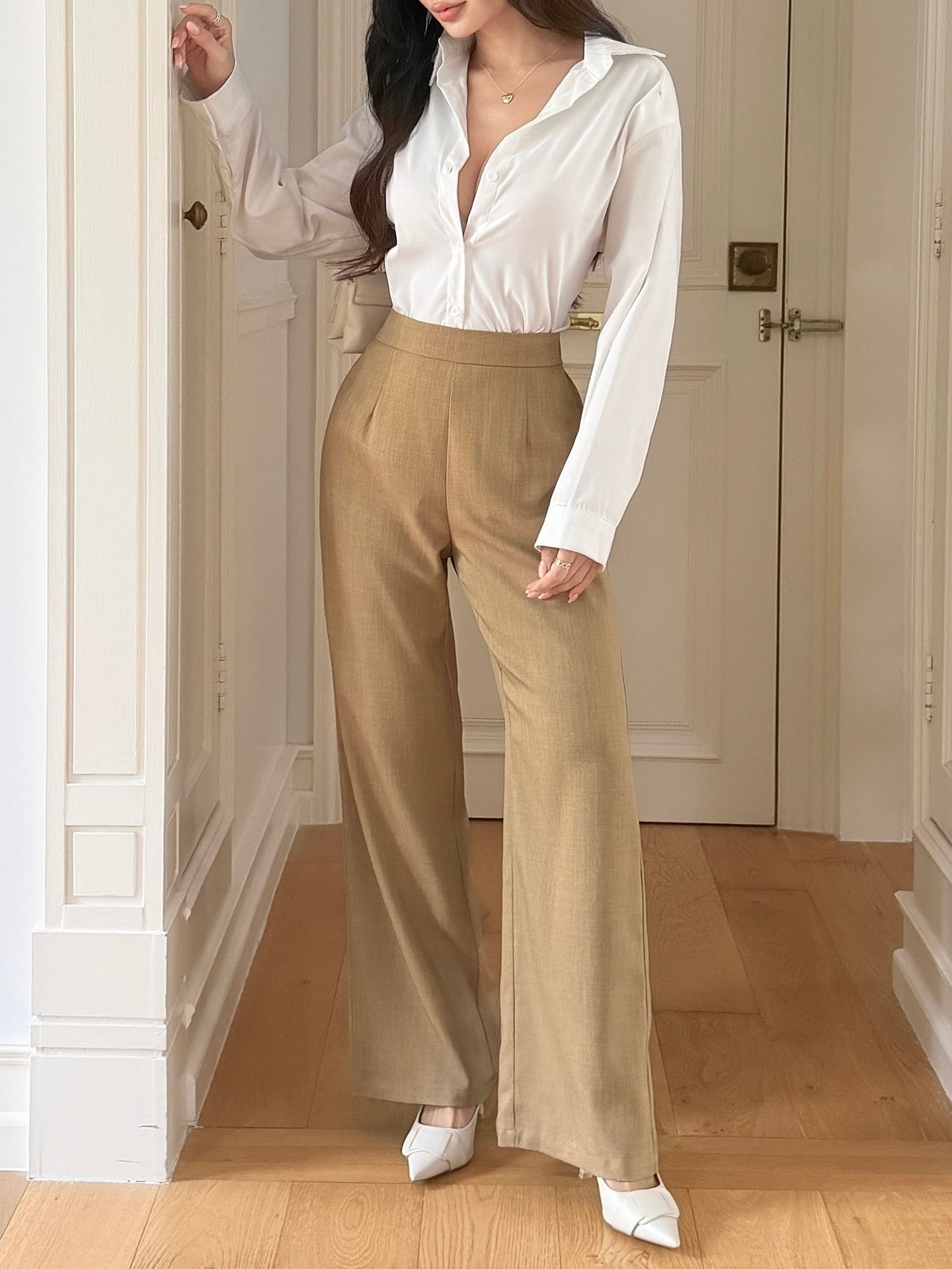 Elastic Straight Leg Pants