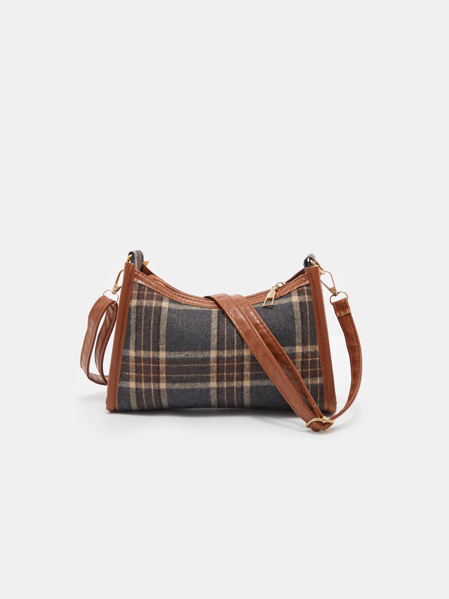 Plaid Bucket Crossbody Bag