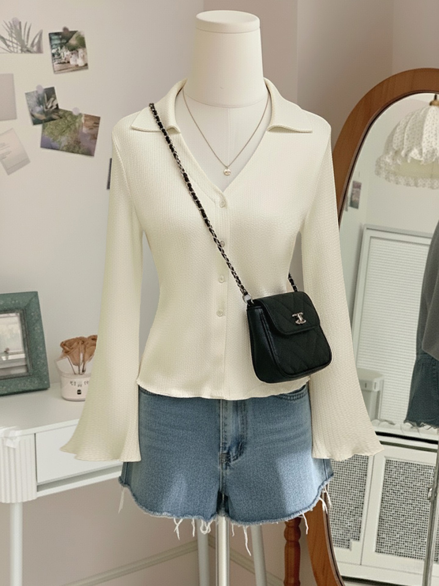 Textured Bell Sleeve Top
