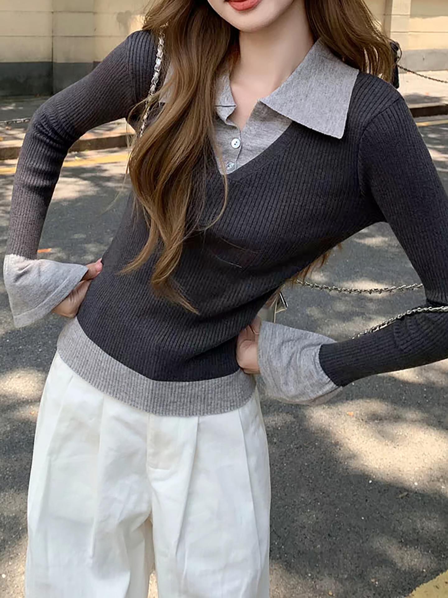 Fake 2 PCS Knit Top