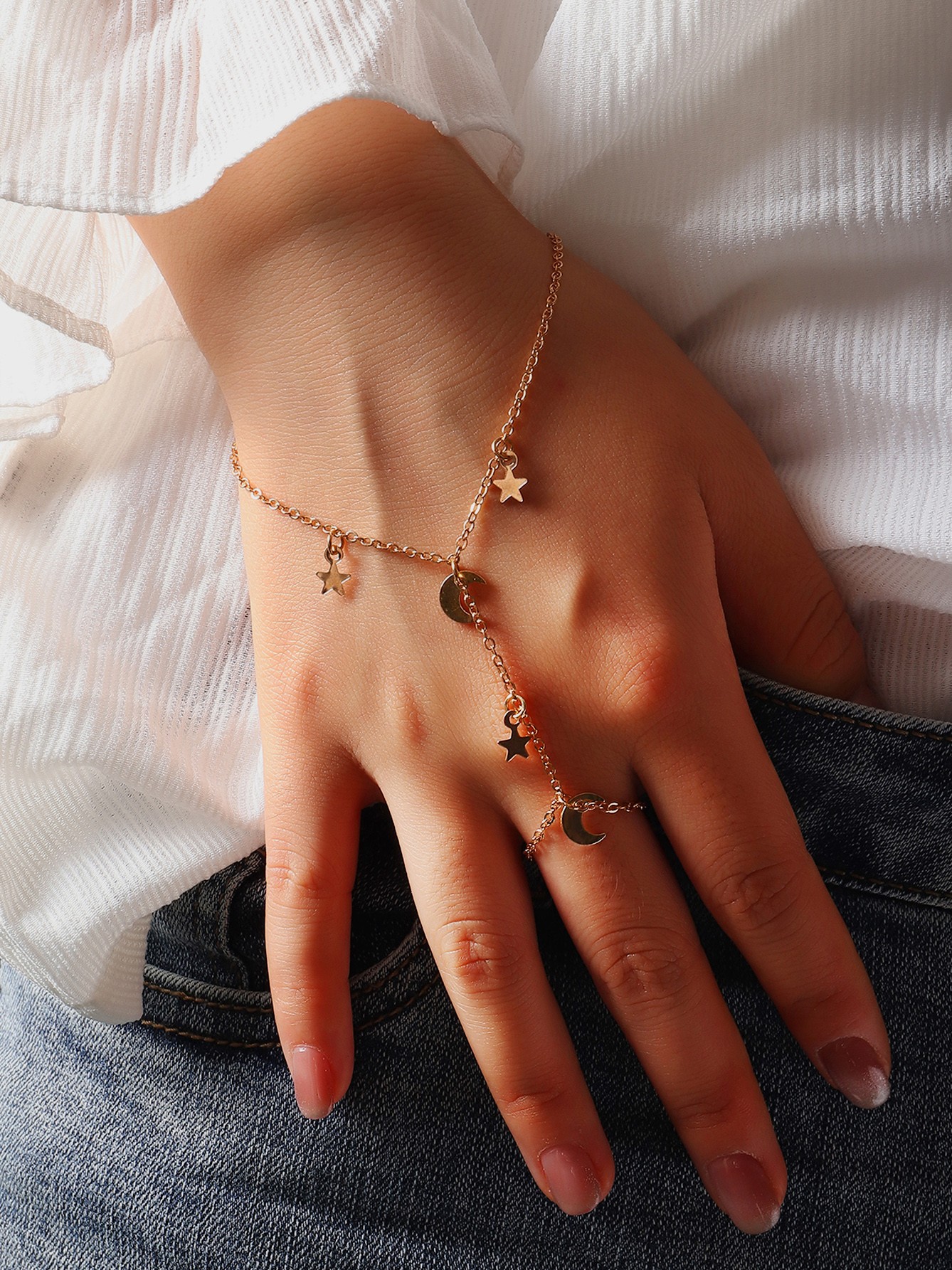 Moon Finger Ring Bracelet