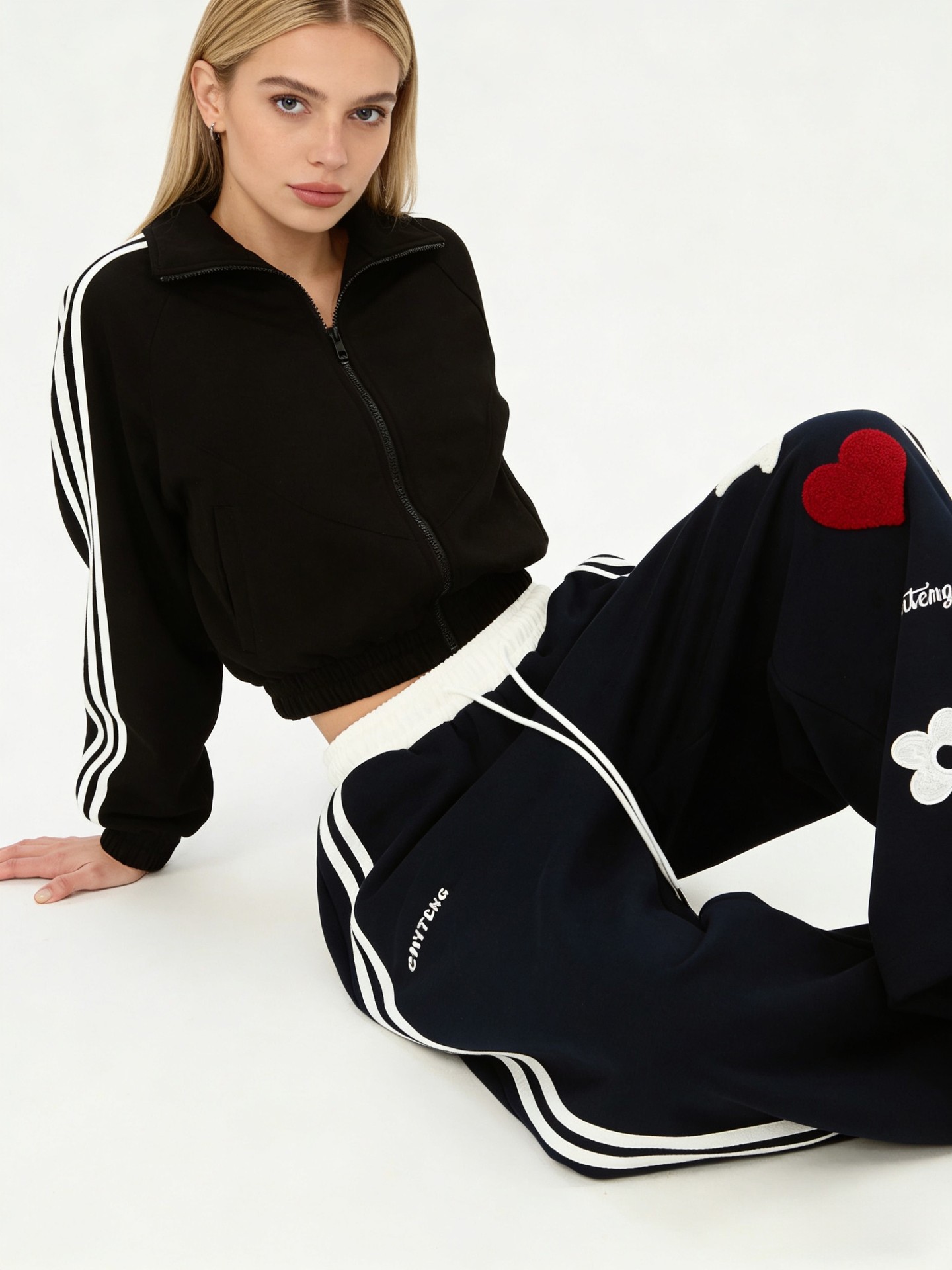 Appliquéd Straight Leg Pants