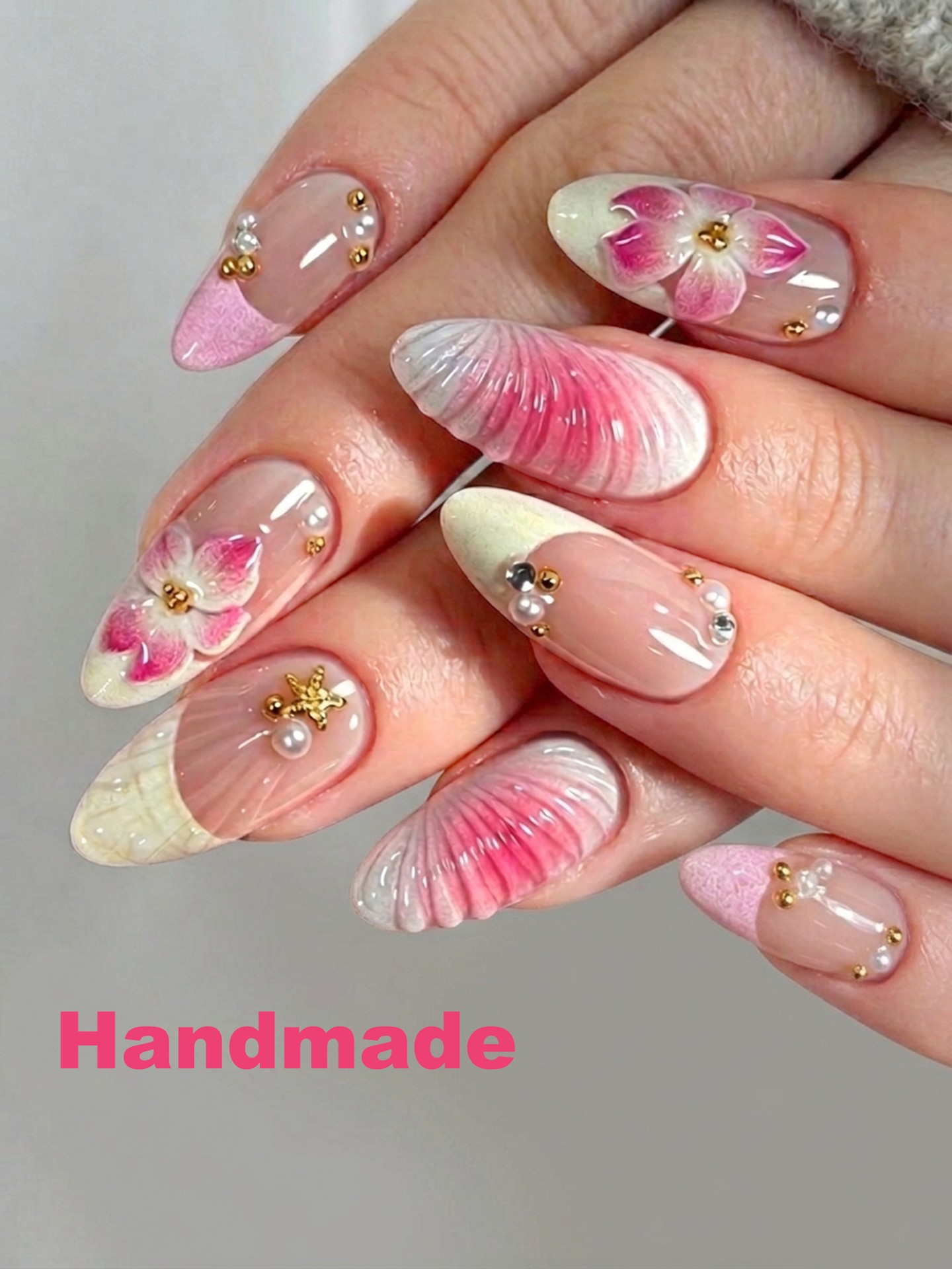 10PCS Handmade Shell Artificial Nails